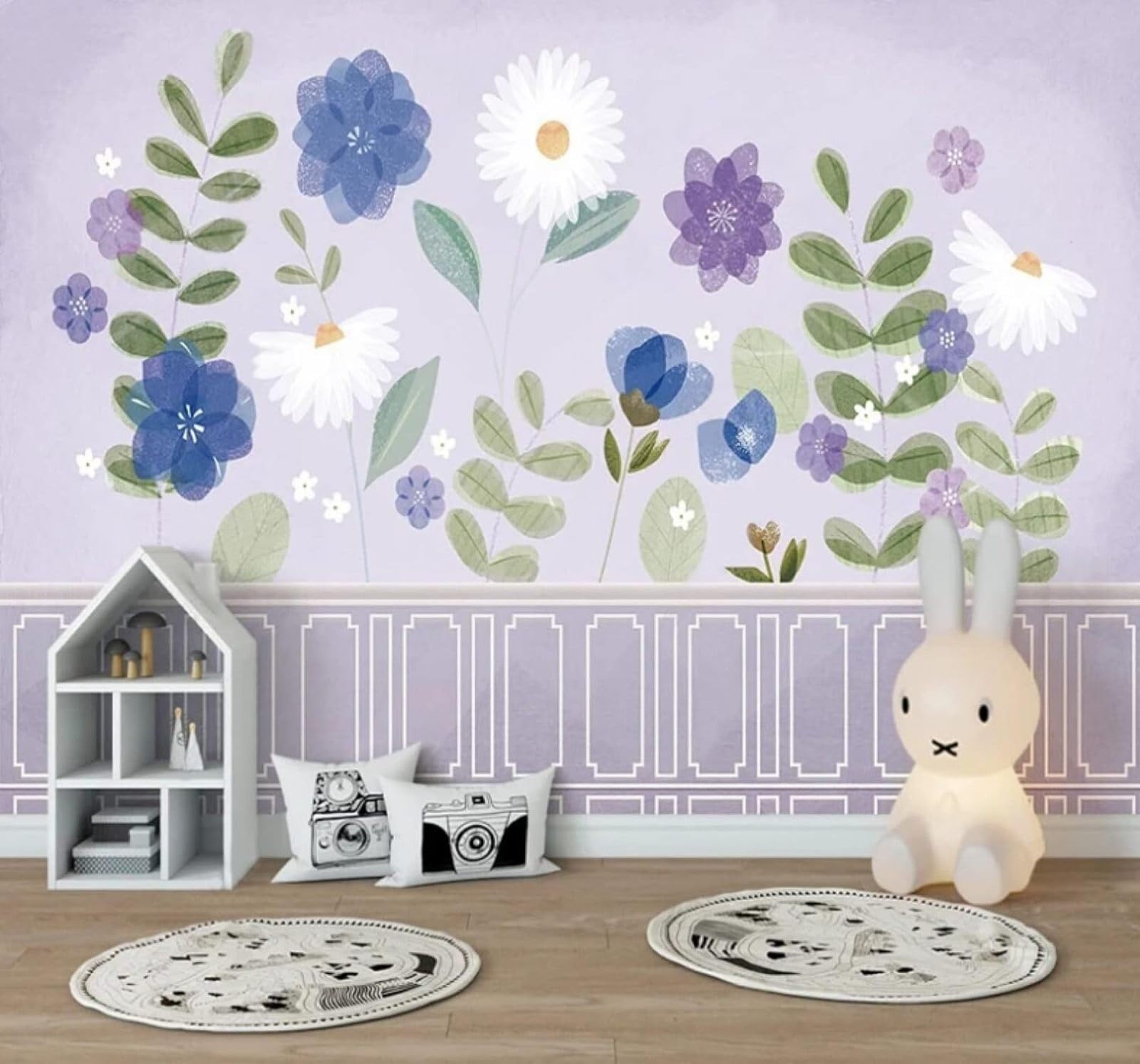 XLMING Beautiful Hand Drawn Plants Purple Flowers 3D Wallpaper Luxury Home Dining Decor Paste Sofa Living Room The Wall for Bedroom Mural-400cm×280cm