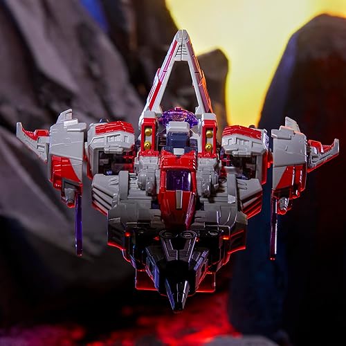Miniatura 4 de Transformers Legacy United Voyager Class Cybertron Universe Starscream, figura de acción de conversión de 7 pulgadas, más de 8 años