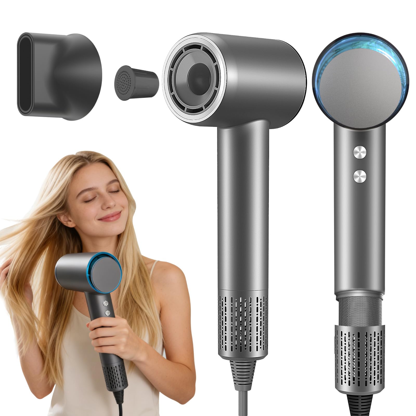 KIROGILY Secadora de Cabello 1500W, Secadora de Pelo Motor 110000 rpm