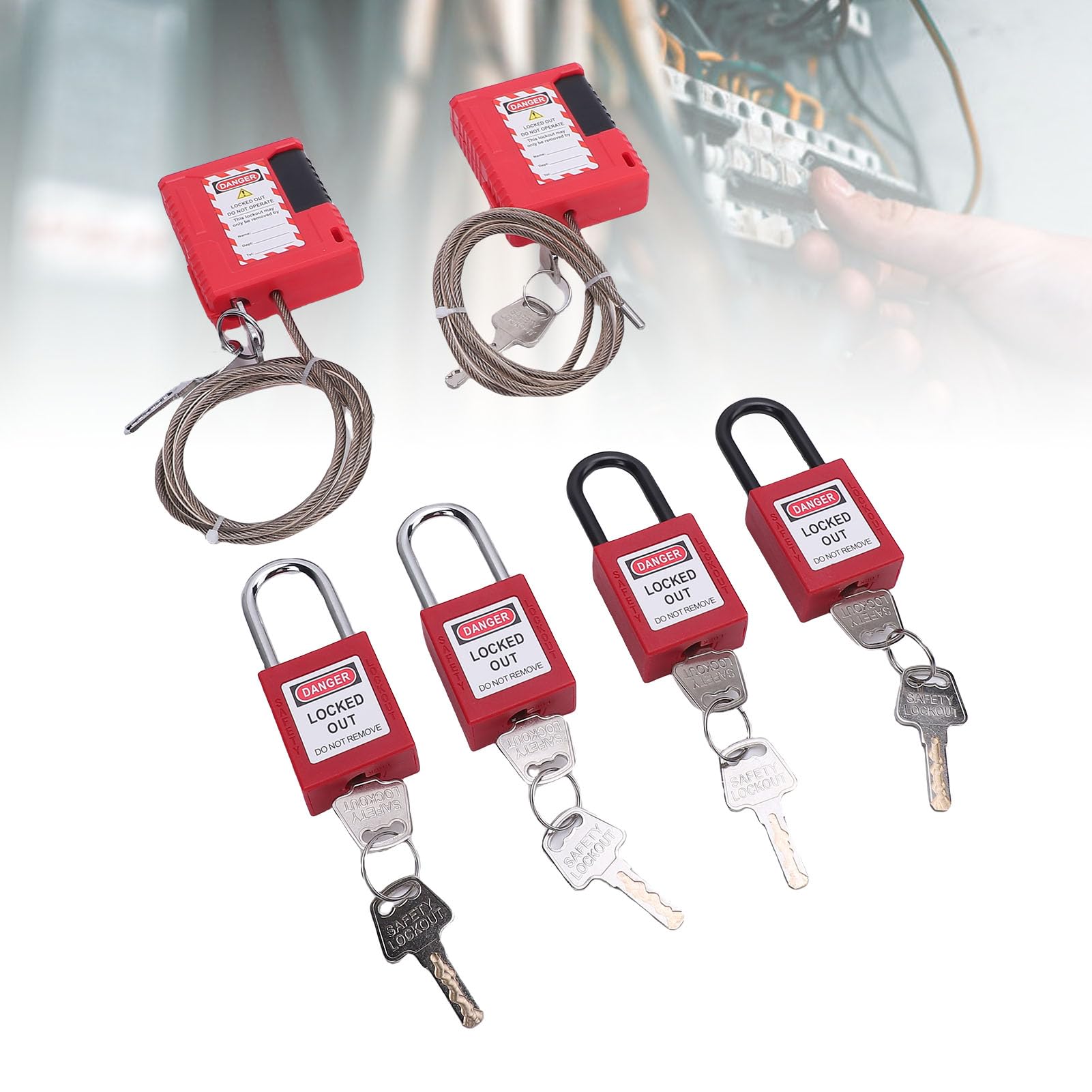 Kit de etiquetado de bloqueo eléctrico Juego de candados de bloqueo Cerrojo Bloqueo de disyuntor universal Candado Loto Juego de candados de seguridad para la industria