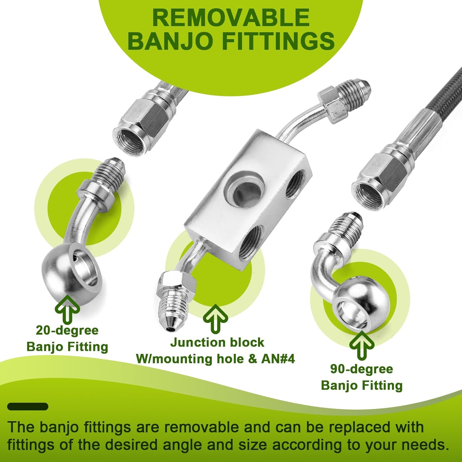 Mofun ABS Upper Hydraulic Front Brake Line & Throttle and Idle Cable Kit & Clutch Cable Compatible with Harley Dyna Street Bob Switchback Wide Glide 2012-2017, Fit 12"-14" Handlebar, Black