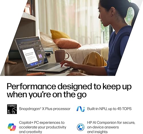 Miniatura 4 de HP OmniBook 5 PC AI de próxima generación de 14 pulgadas, pantalla OLED, Snapdragon X Plus X1P-42-100, 16 GB de RAM, SSD de 1 TB, GPU Qualcomm