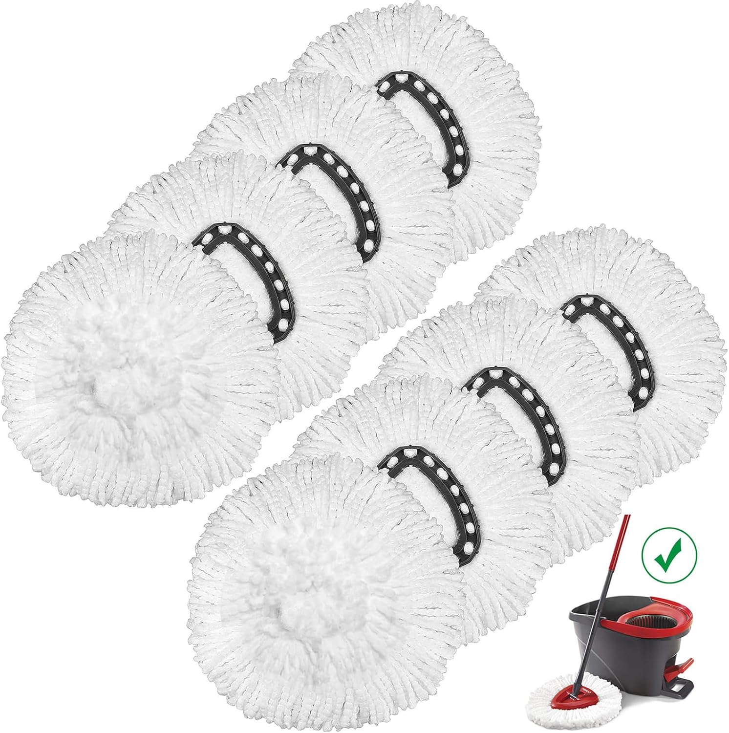 8 Pack Mop Head Replacement Compatible with O Cedar Mop Replace Head EasyWring 1-Tank, Microfiber Spin Mops Refills, Easy Cleaning