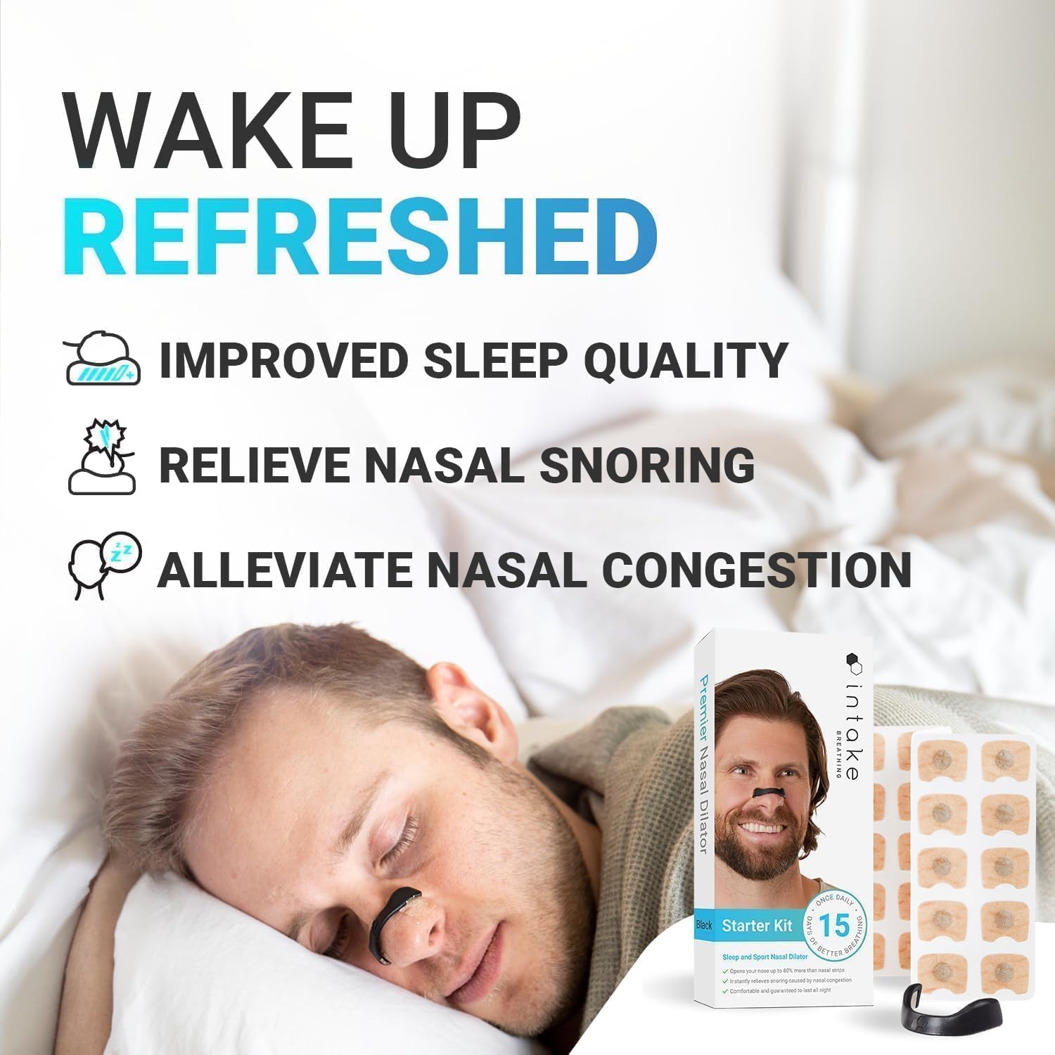 EXIFYLL 15Pcs Magnetic Nasal Glue Strips | Breathing Nasal Strip | Anti Snoring Nose Clip | Skin Safe Sleep | Nasal Dilator For Breathing | Snoring Stopper For Men | Breathing Starter Kit (BLACK) (NASAL Strips) (Black) 3