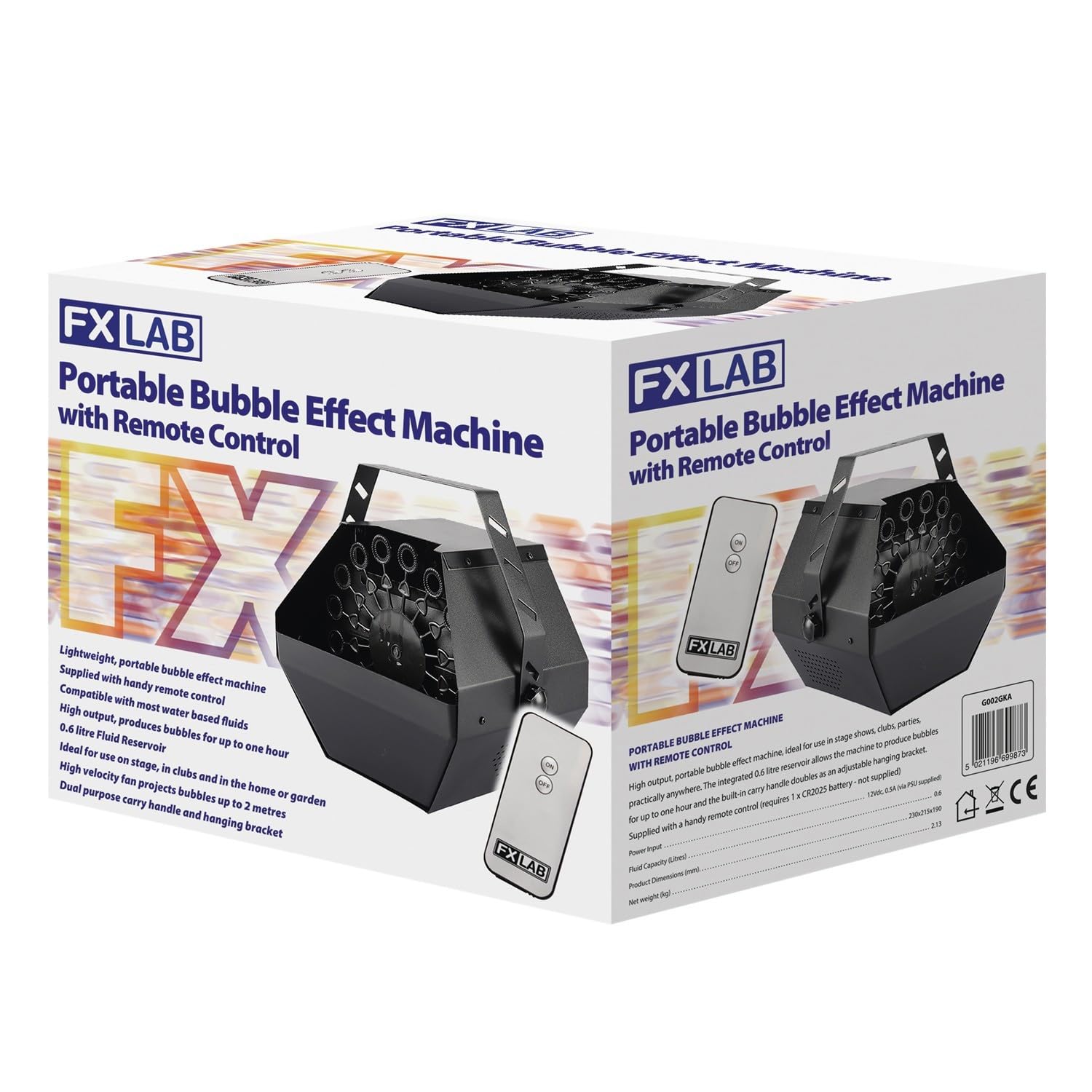 Machine à Bulle Portable FXLAB avec Télécommande- 0.6L - Idéal pour une utilisation sur scène, Dans la maison ou le jardin