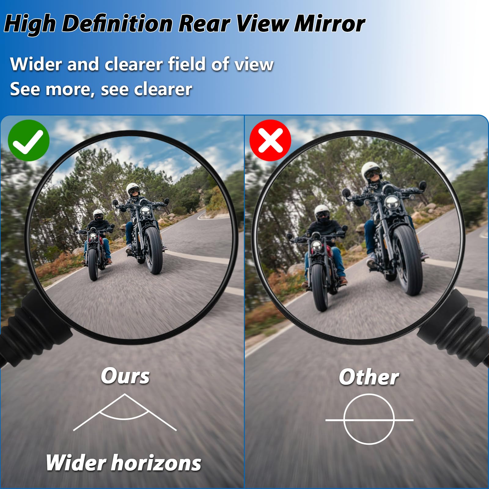 Rétroviseur Moto, Rétroviseurs Latéraux de Moto, Rétroviseurs Rond Latéraux Moto, Lot de 2 Rétroviseurs Moto Universels avec Embouts de Guidon 7/8", pour Scooter Motos Quad ATV