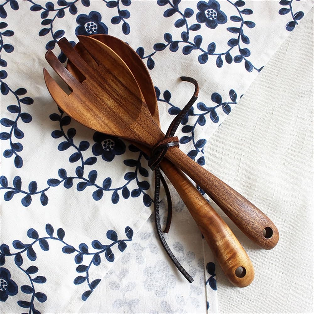 Cucchiaio Forchetta da Insalata Cucchiaio da Insalata in Legno con forchetta for mescolare per Mescolare Il Piatto di Pasta con Frutta