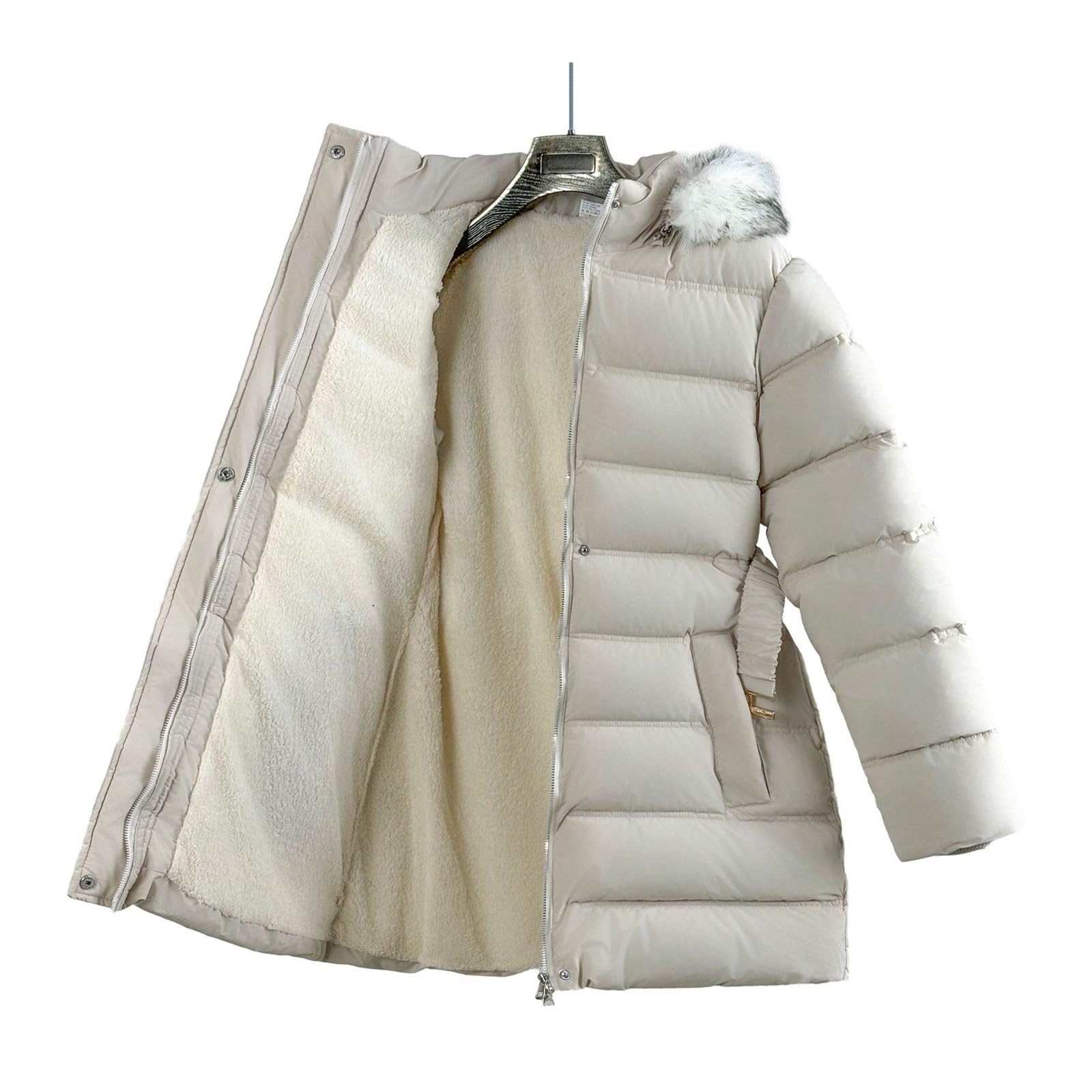 Parka longue pour filles - Manteau d'hiver chaud doublé en polaire avec capuche en fausse fourrure - Coupe-vent - Fermeture éclair - Vêtements d'extérieur rembourrés pour filles