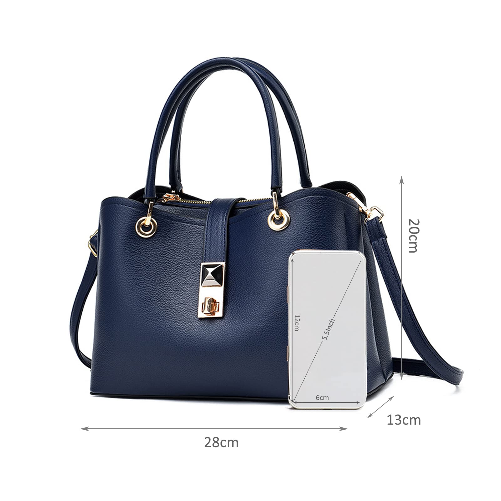 NICOLE & DORIS Borsa a Tracolla Piccola per Donna Elegante Borse a Spalla Moda Multiuso Borsa Mano in PU Pelle Borsa Crossbody Clutch Borsetta Semplice Borsa con Manico Superior Blu Navy