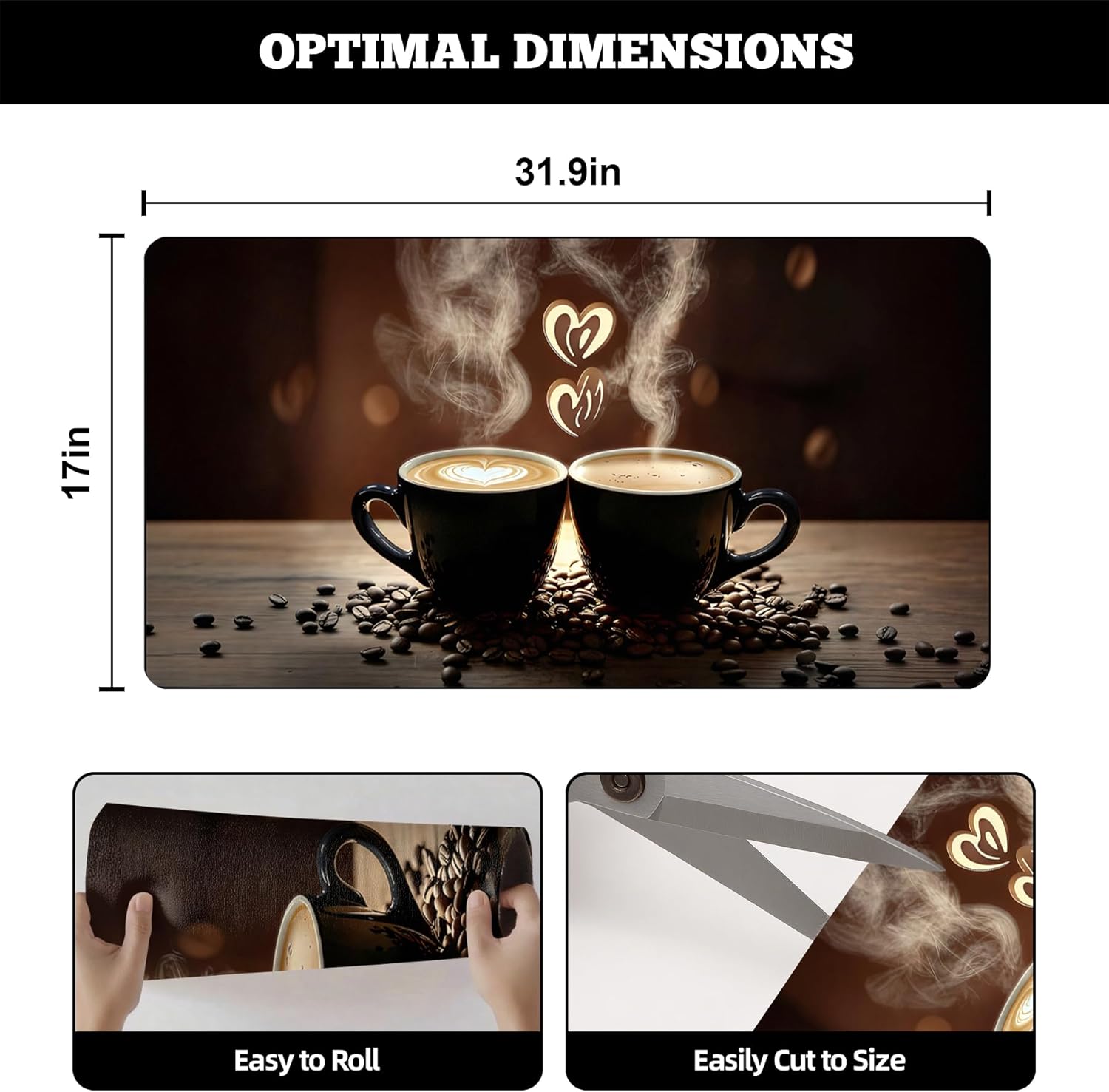 Dish Drying Mat Large Coffee Mat Absorbent Drying Mat for Kitchen Counter Coffee Bar Accessories 32"x 17" (2, 32L"x17W")