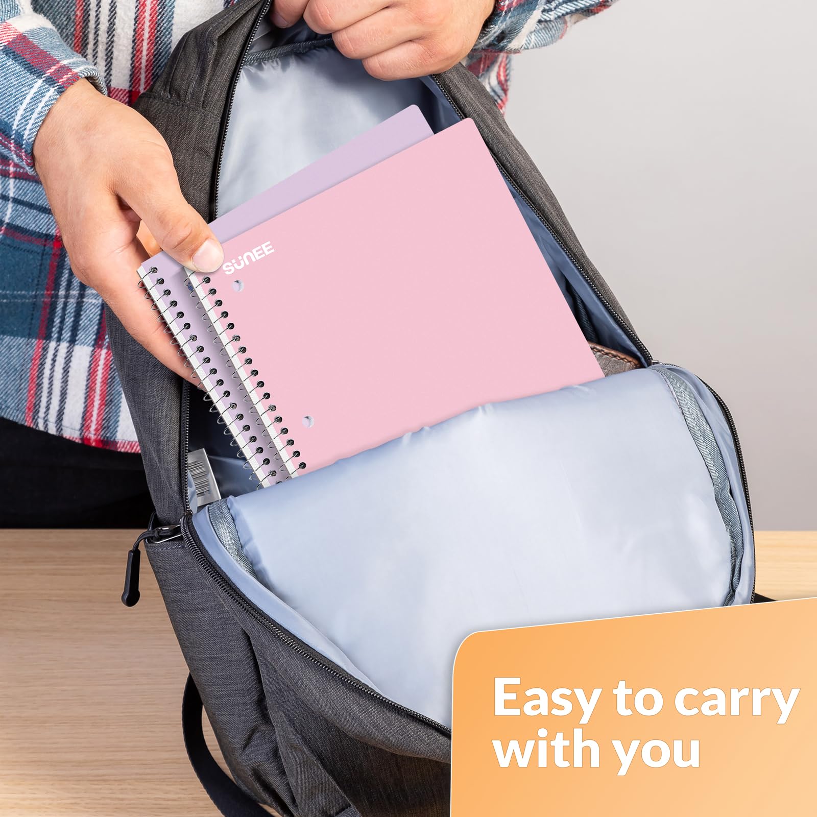 SUNEE Spiral Notebooks,  Pack, 1-Subject, College Ruled Paper, 8" x 10-1/2", 70 Sheets per Notebook, Assorted Pastel Colors Spiral Notebooks for School: 6