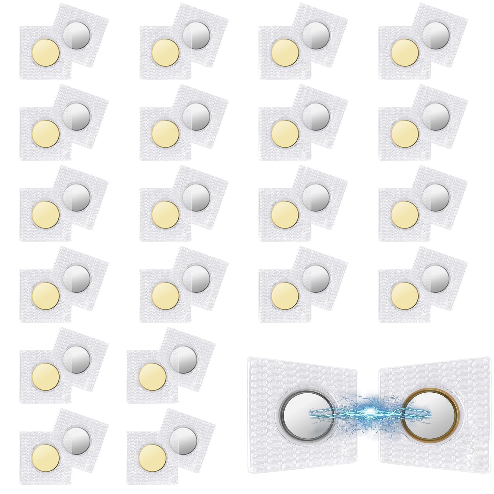 20 Pairs Sew in Magnets, Hidden Magnetic Snap Closure for Thin Fabric ≤ 2mm, PVC Invisible Magnetic Fastener for Bag Lining, Pocket Flap, Clothing Lining