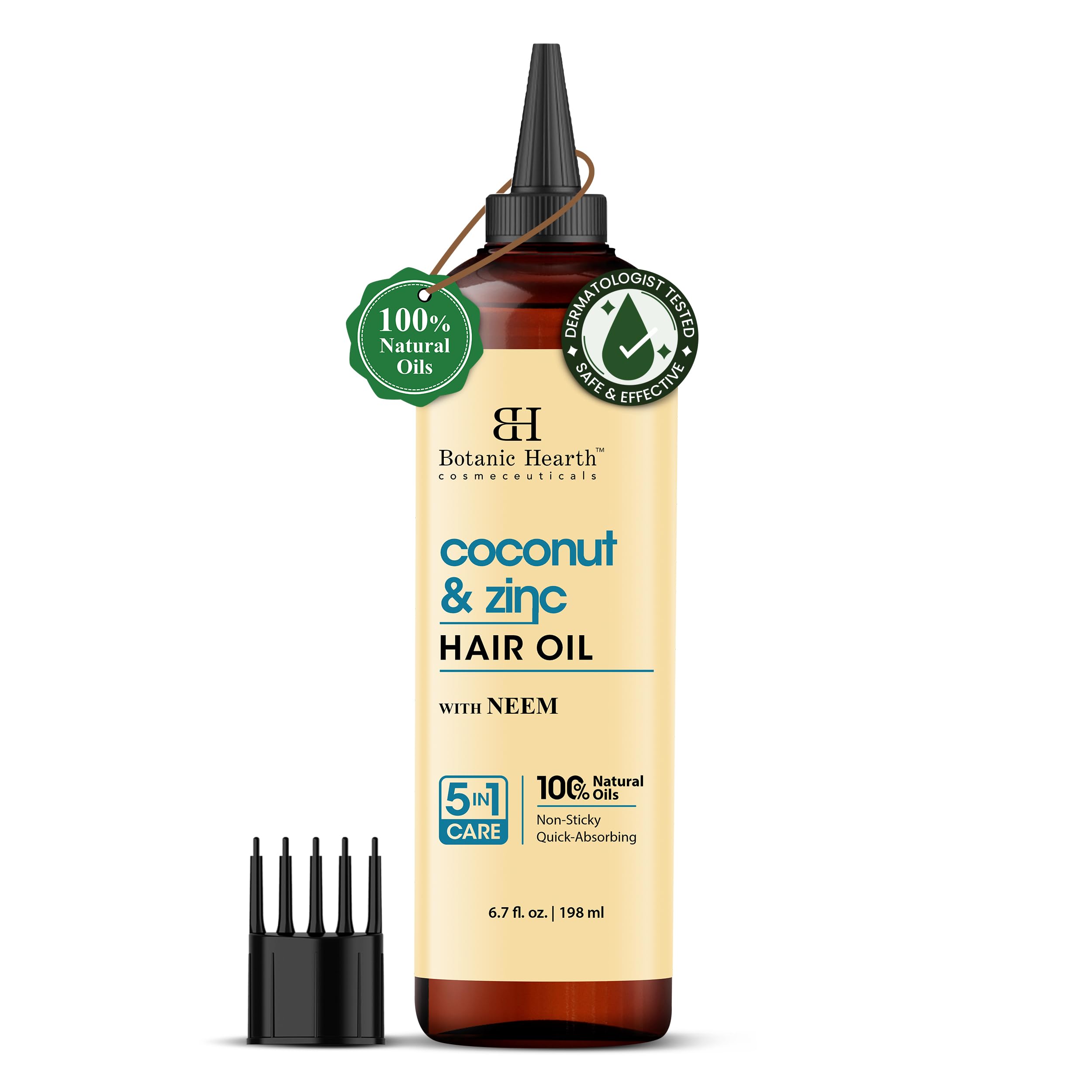 Botanic Hearth Coconut & Zinc Pyrithione Hair Oil - 6.7 fl oz - Moisturizing and Nourishing Hair Treatment for Dry Scalp and Healthy-Looking Hair - Paraben Free - For All Hair Types