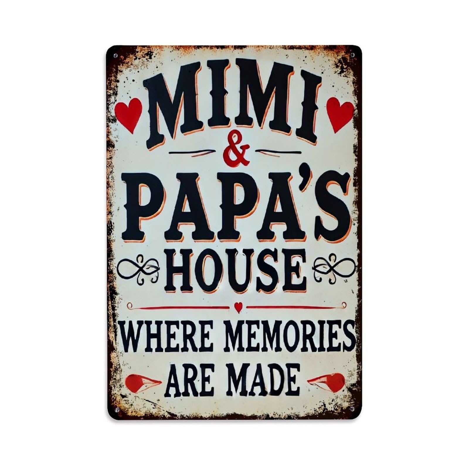 Nestemfo Vintage Mimi And Papas House Sign Tin Sign Metal Sign, Living Room,Bar, Home, Bedroom Wall Decor,Retro Metal Poster 8X12 Inches