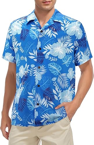 Miniatura 4 de Camisa hawaiana para hombre, con botones, manga corta, casual, para playa, verano, elegante, con estampado tropical