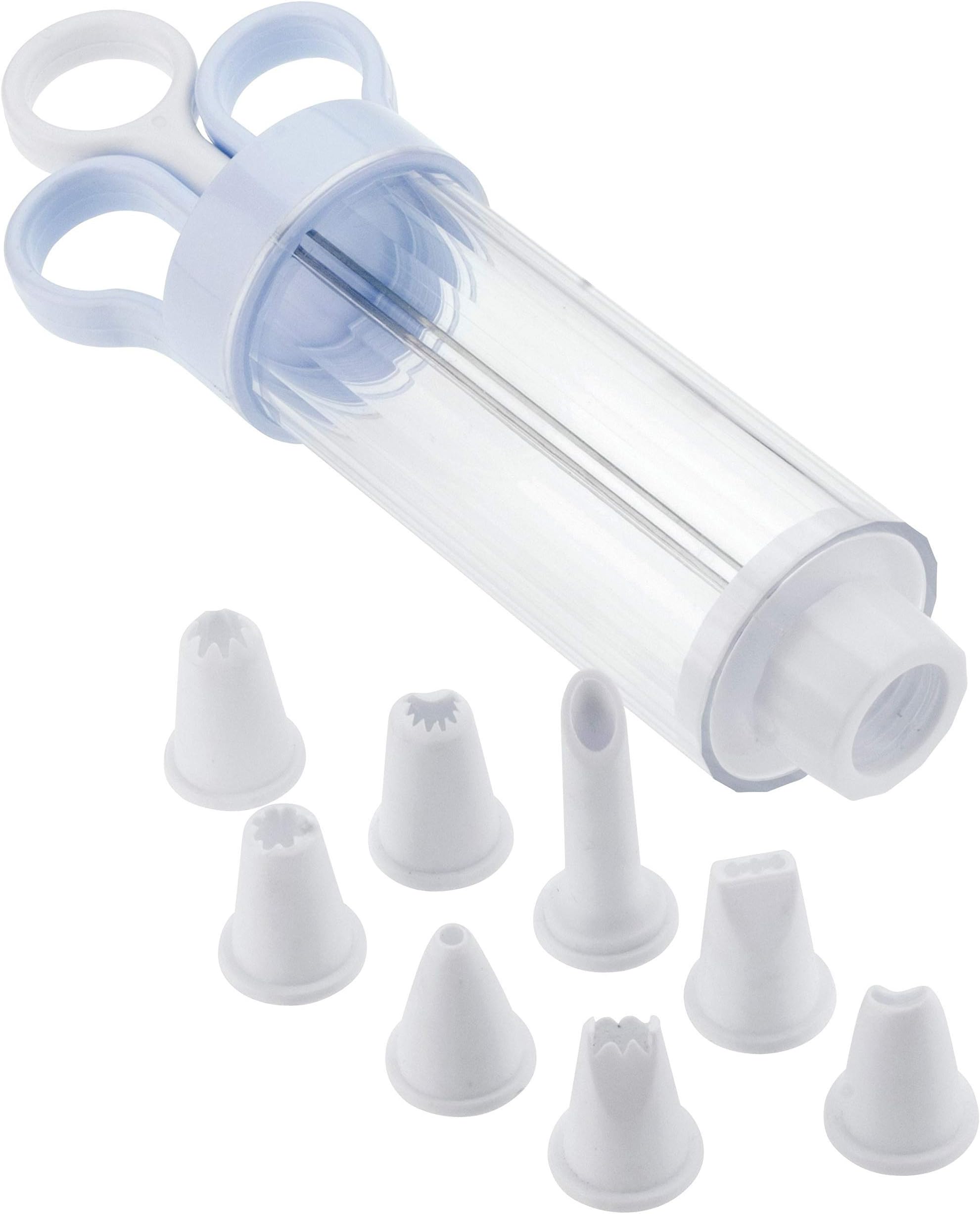 Chef aid Icing syringe with 8 nozzles, Cake decorating pen for piping cupcakes, cakes, cream filling desserts and pastries, easy clean and reusable, Interchangeable tips.