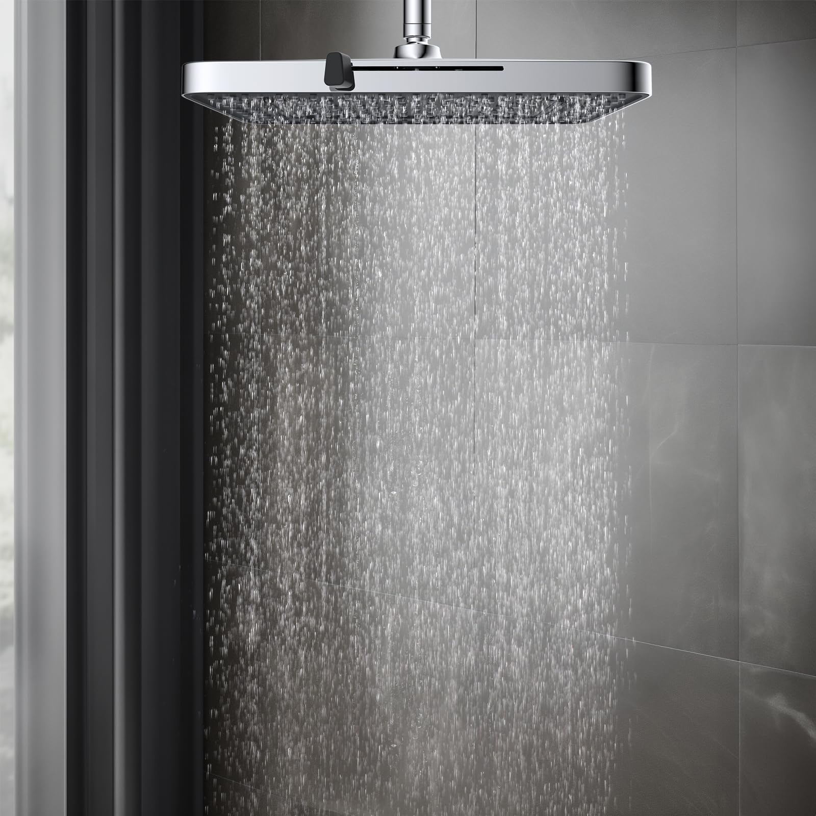 Hibbent Cabezal de ducha de 5 modos de pulverización, cabezal de ducha de lluvia de alta presión de 13 pulgadas, cabezal de ducha cuadrado grande para baño, cabezal de ducha fijo de cascada de alto