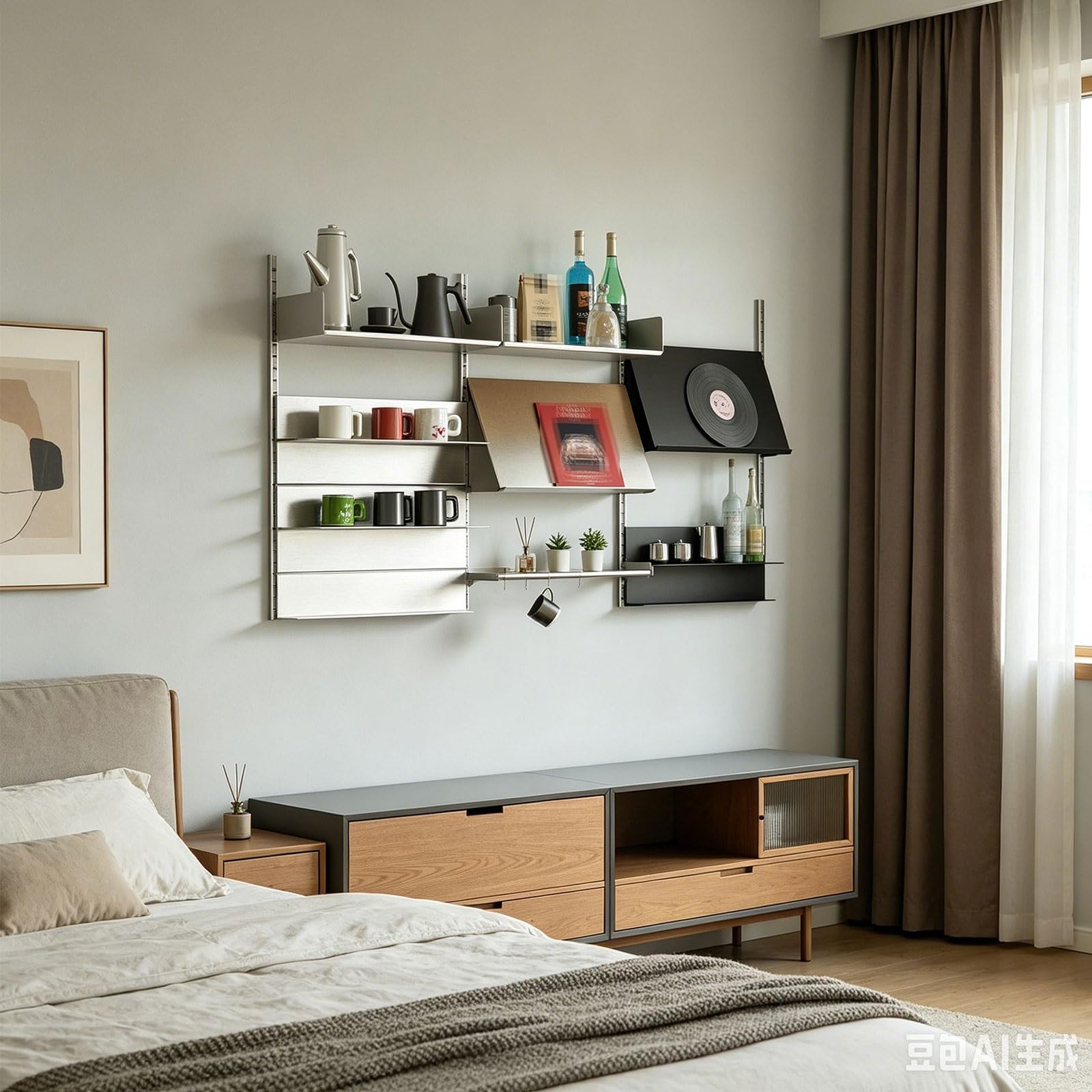 Panel Perforado Organizador Acero Inoxidable Metal Organizador Herramientas Estantes Ajustables Organizadorr Oficina Cada Estante Soporta 50Kg para Garaje, Cocina, Baño y Oficina