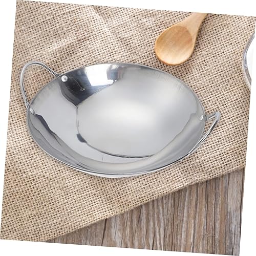 Miniatura 4 de VINTORKY Plancha de acero inoxidable, olla caliente de acero inoxidable, wok de nido de abeja, olla de cocina de doble asa, sartén para freír,