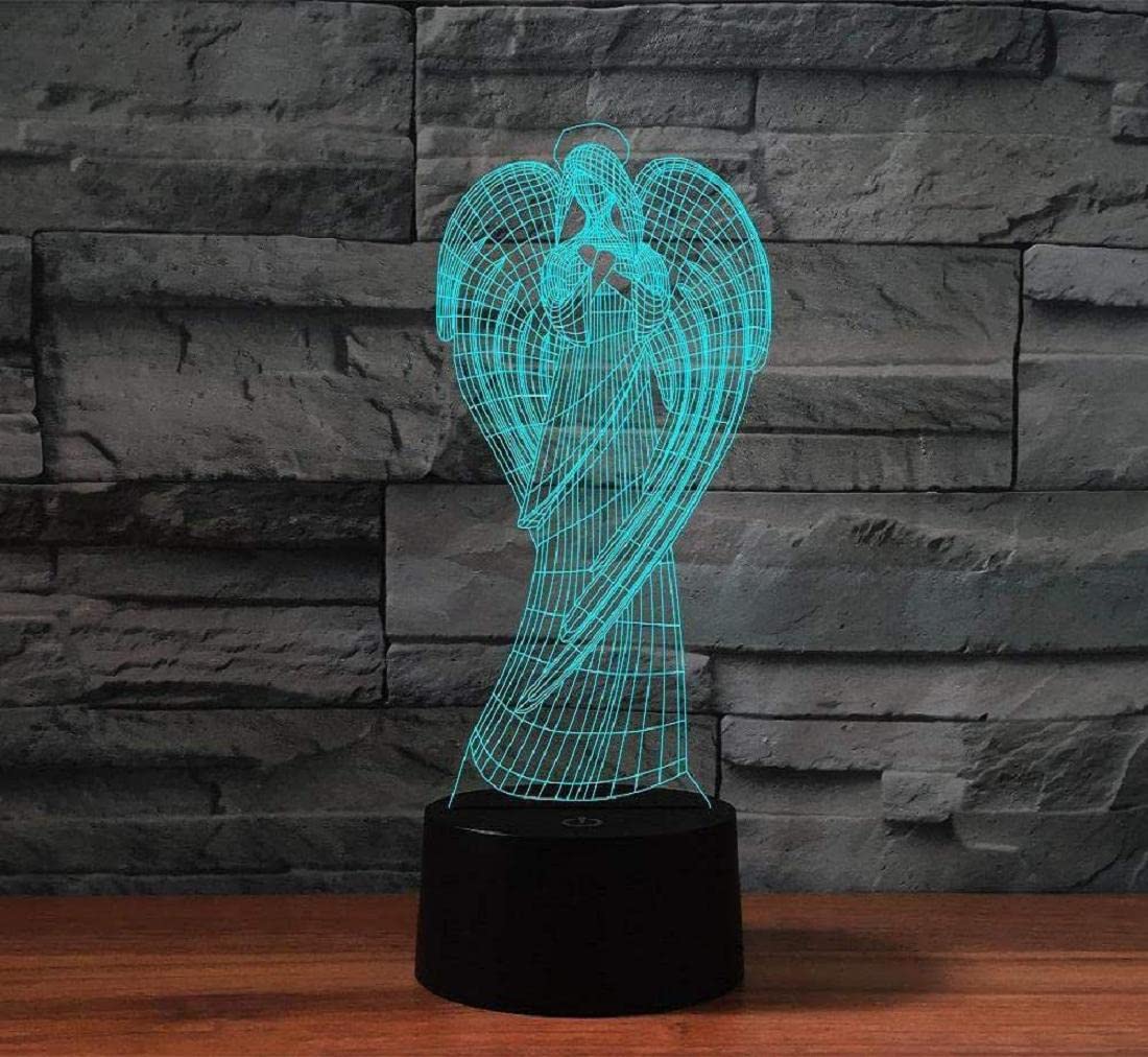 Angel Night Light Changing Colors SUPERIORVZND 3D Angel Night Light