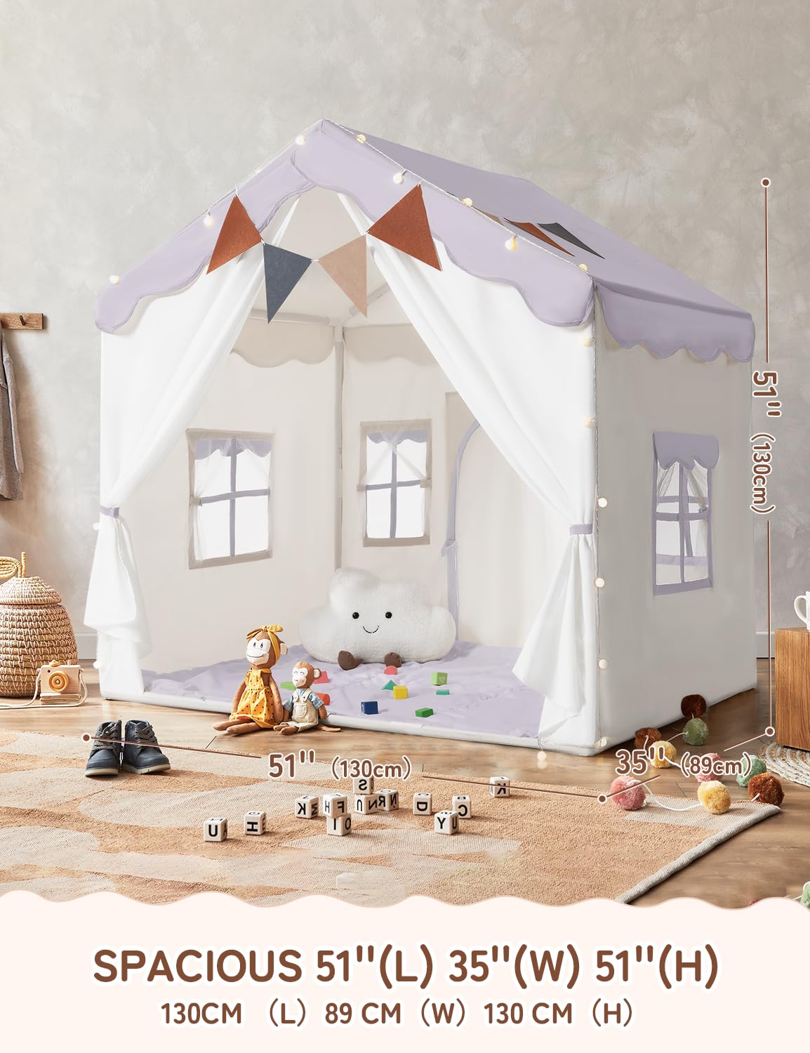 Kinder Speeltent - Prinsessen Speeltent met Raam - Decoratie voor De Speelkamer Kinder Speeltent - Prinsessen Speeltent met Raam - Decoratie voor De Speelkamer