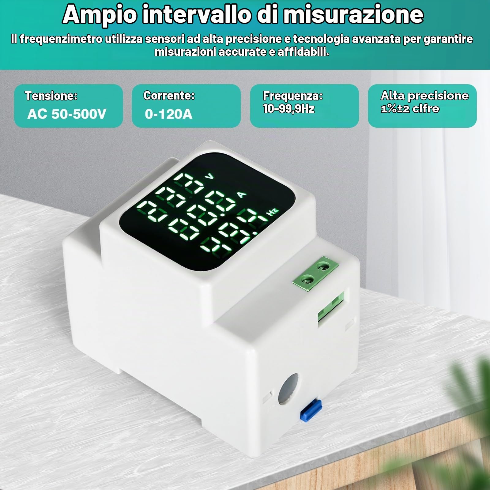 DEWIN Voltmetro Amperometro, AC50-500V Amperometro Voltmetro Digitale Misuratore di Tensione su Guida Din con Montaggio su Guida Din