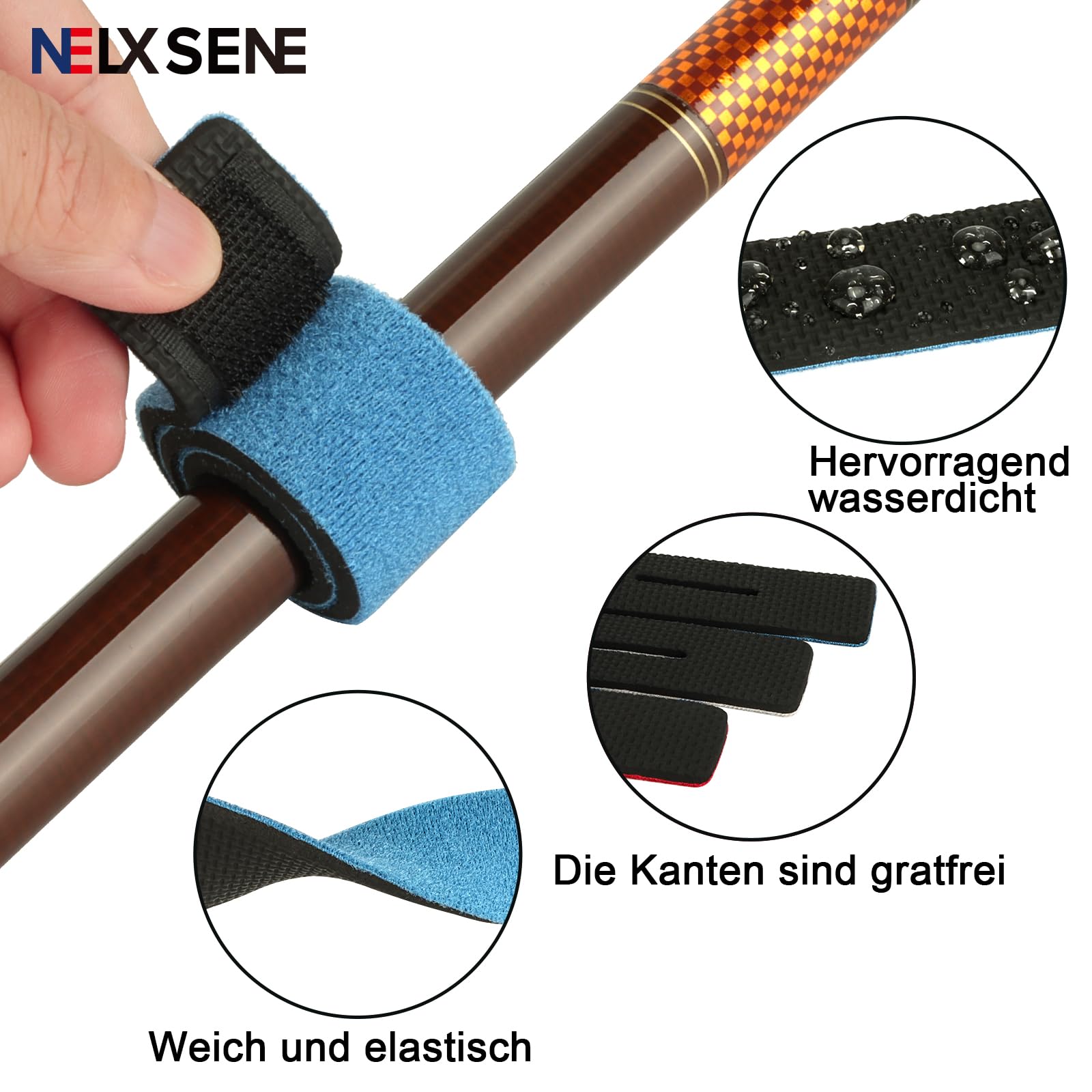 12 Sangles Scratch Pour Canne à Pêche Bikasun – 3 Couleurs, élastiques, Résistantes, Pour Pêche, Golf, Badminton