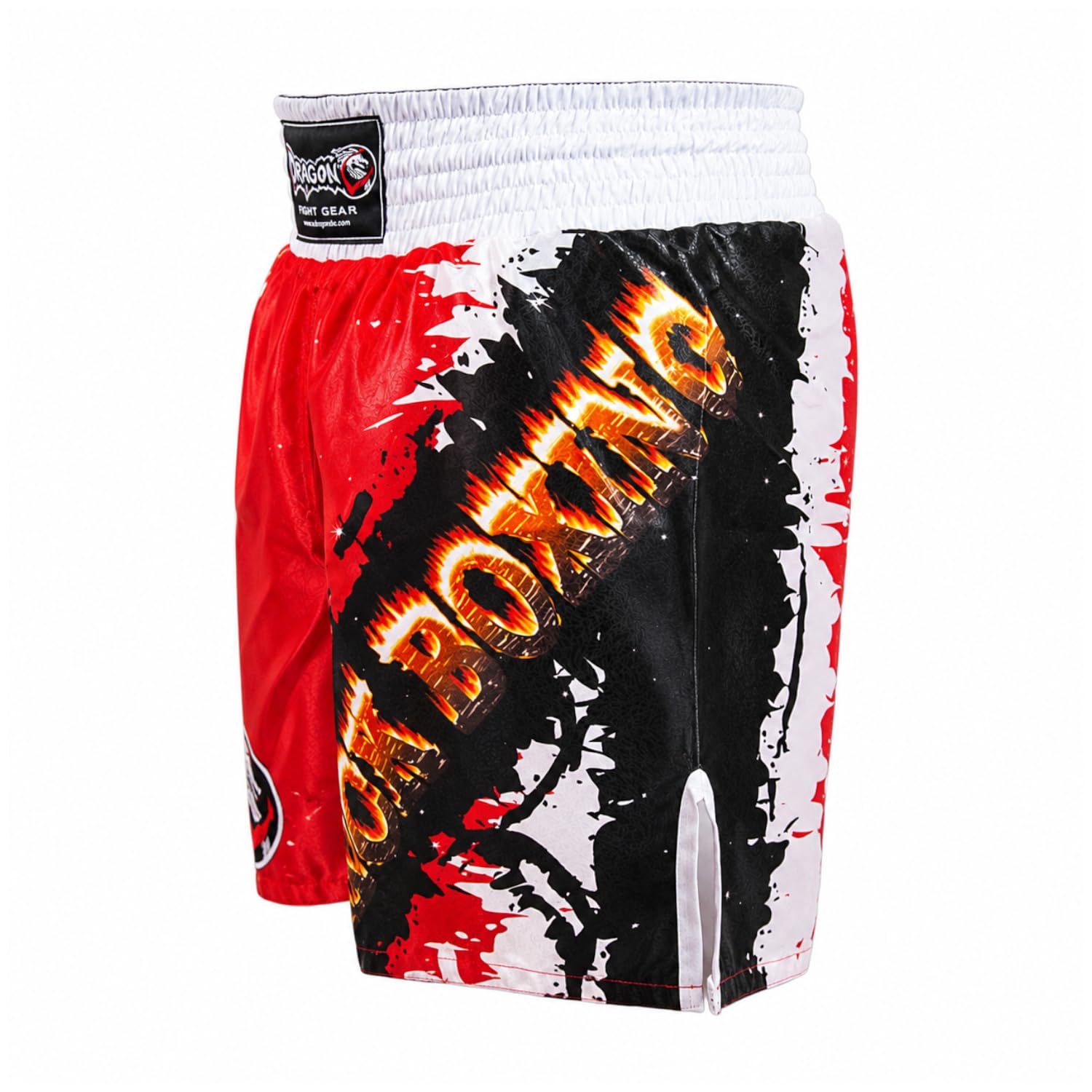 Dragon Do Kickbox Hose Rot Satin Kickboxen Shorts für Herren Kampfsport Hose mit Seitenschlitzen für Muay Thai MMA
