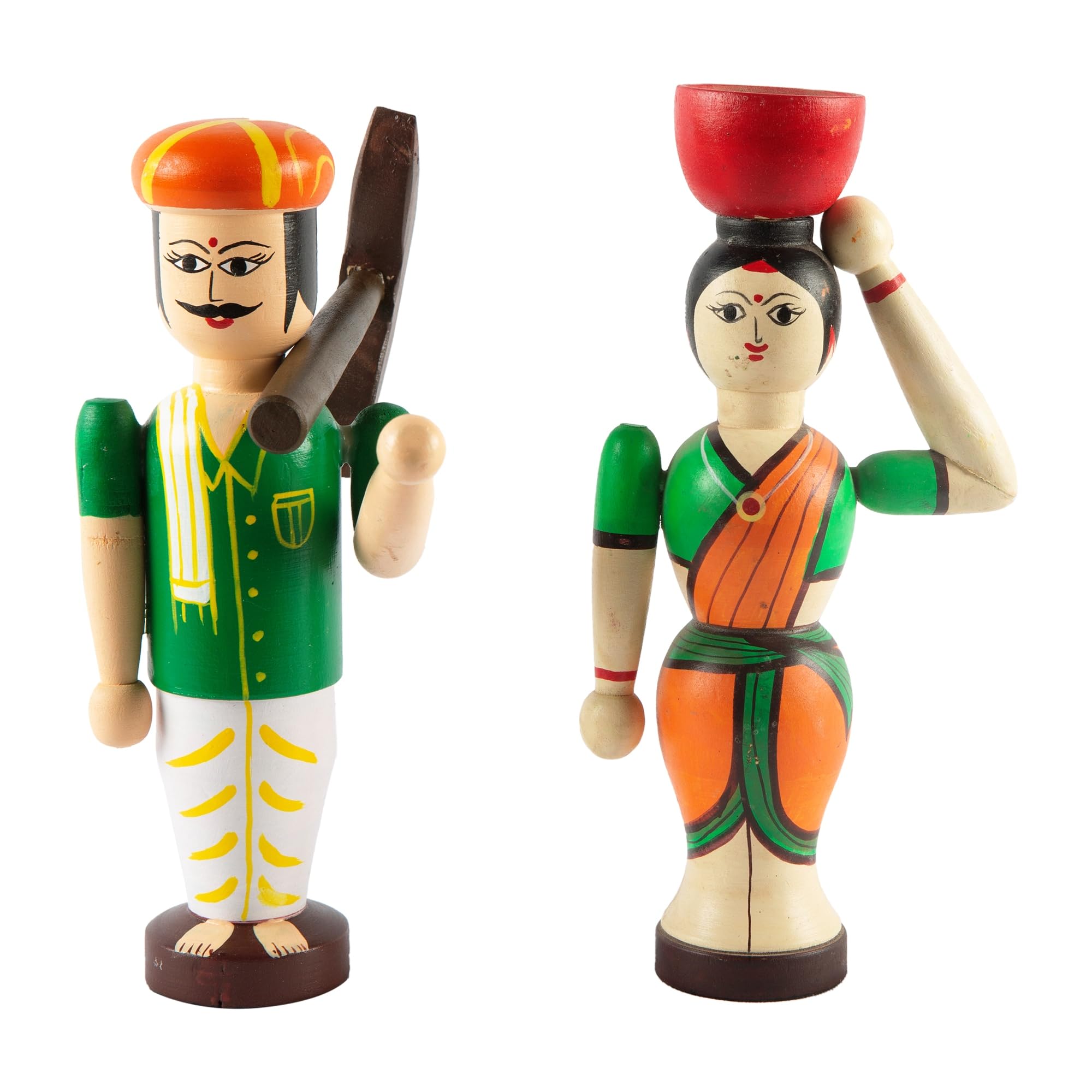 CHANNAPATNA TOYS Wooden Farmer Couple Dolls Toys for Kids (3 Years+) 8 inch Multi Color- Set of 2 pcs - Learning The Professions (B0BKLTPTP2) Amazon Price History, Amazon Price Tracker