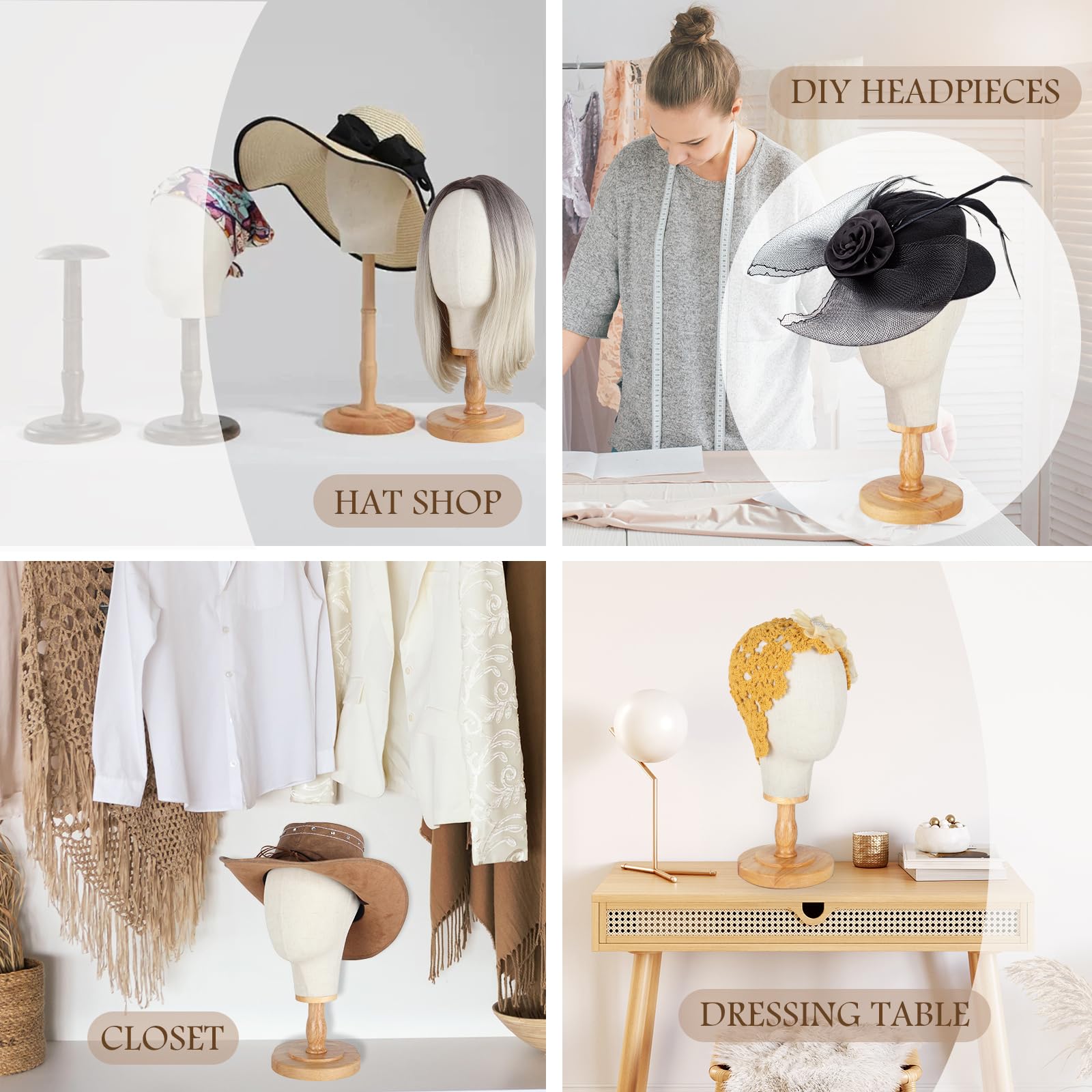 Standfester Perückenkopf 21" 54cm Mannequin Köpfe Perückenständer für Mützen Hüte