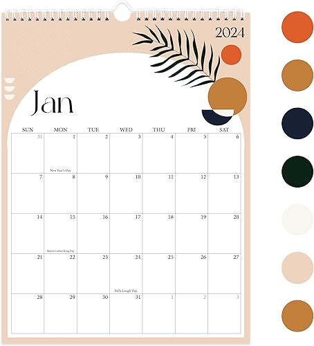 Calendario de pared 2024-2025. Calendario de pared de enero de 2024 a junio de 2025. Calendario mensual de 14 x 11.5 pulgadas, calendario estético