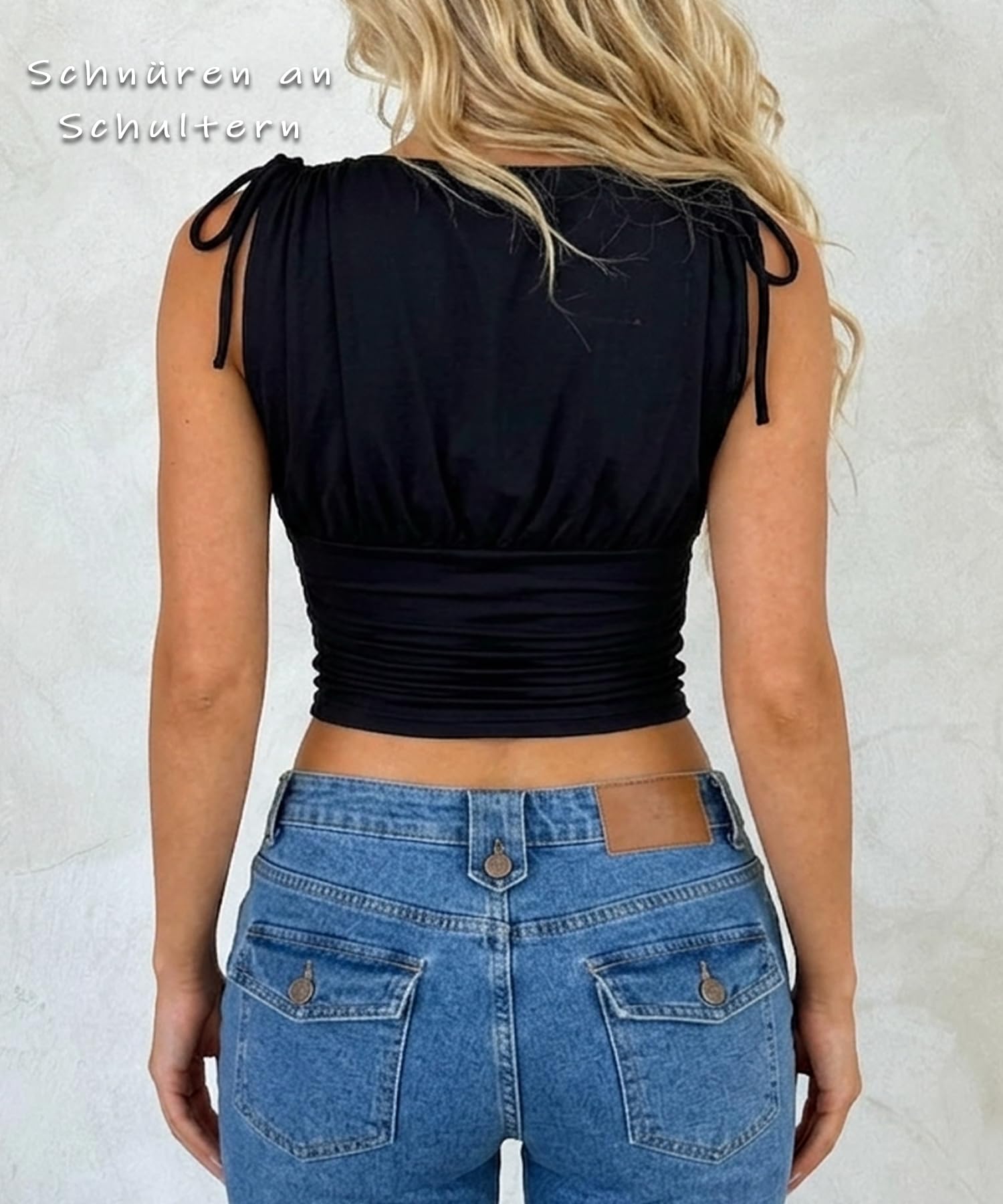 Navneet Top estivo da donna con scollo a V, elegante, con cravatta, sexy, per feste e feste