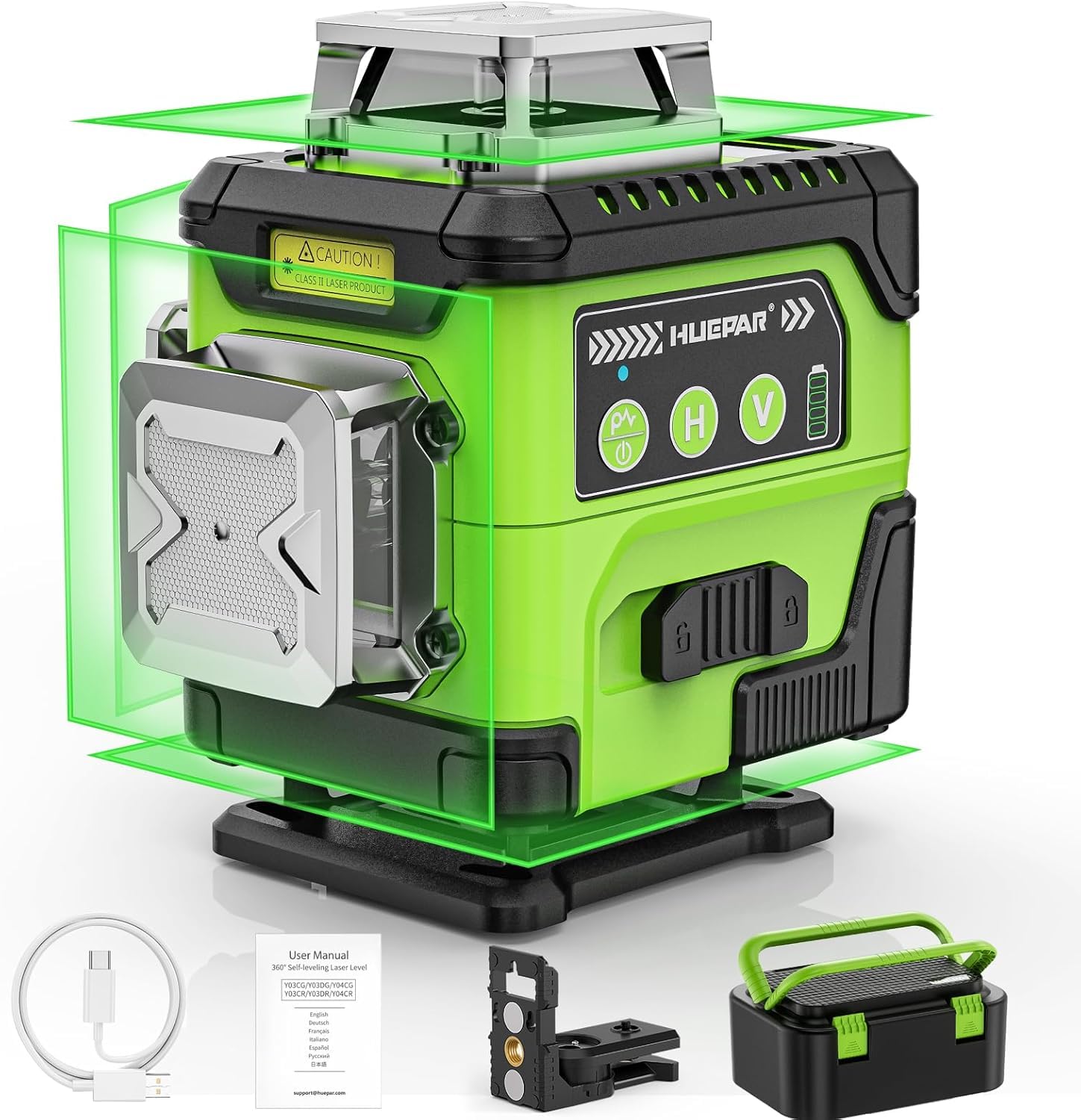 HUEPAR Laser Level 360 Self Leveling with LCD Screen, 4 x 360° High Brightness Rechargeable 4D Lazer Leveler Tool for Construction and Picture Hanging, Strong Magnetic Bracket&Hard Carry Case -Y04CG-image-33