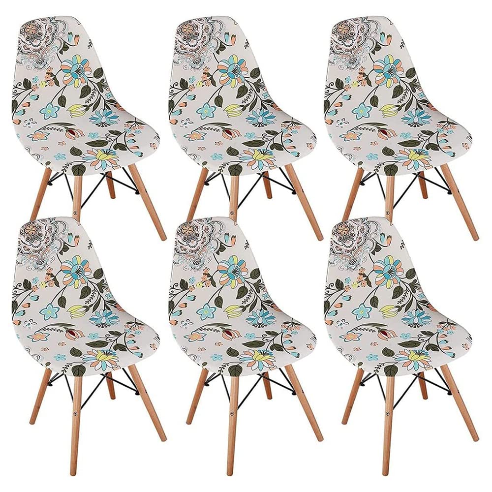 Housses De Chaises Extensibles Highdi - 4 Pièces, Fleur Cachemire, Polyester élasthanne