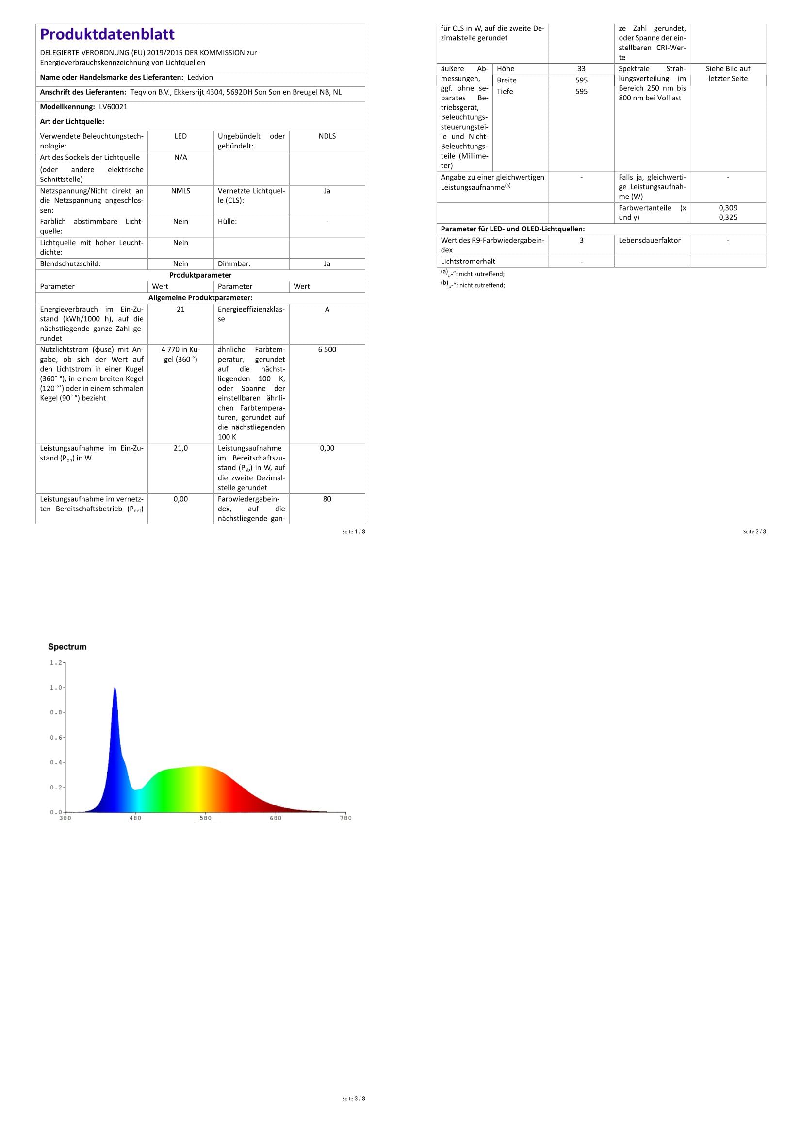 Ledvion - 6X Panel LED, 60x60, 24W, 6500K, 5040 Lúmenes, Luminaria Empotrada, Incluye Driver LED y Conector Rápido