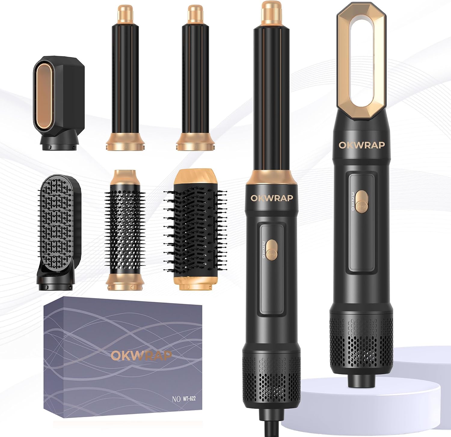OKWRAP 6 in 1 Blow Dryer Brush and Auto Wrap Hair Styler