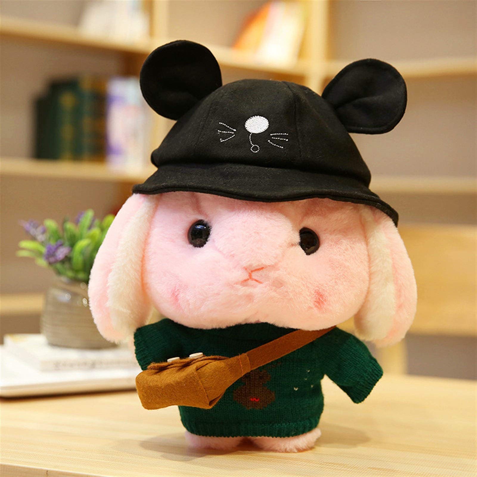 HOUMEL Cute Rabbit Pillow Doll Hare Cushion Stuffed Colorful Plush Toy For Girl Toddlers Newborns, To Accompany To Sleep, Birthday Gift 30cm 300 (Color : Black)