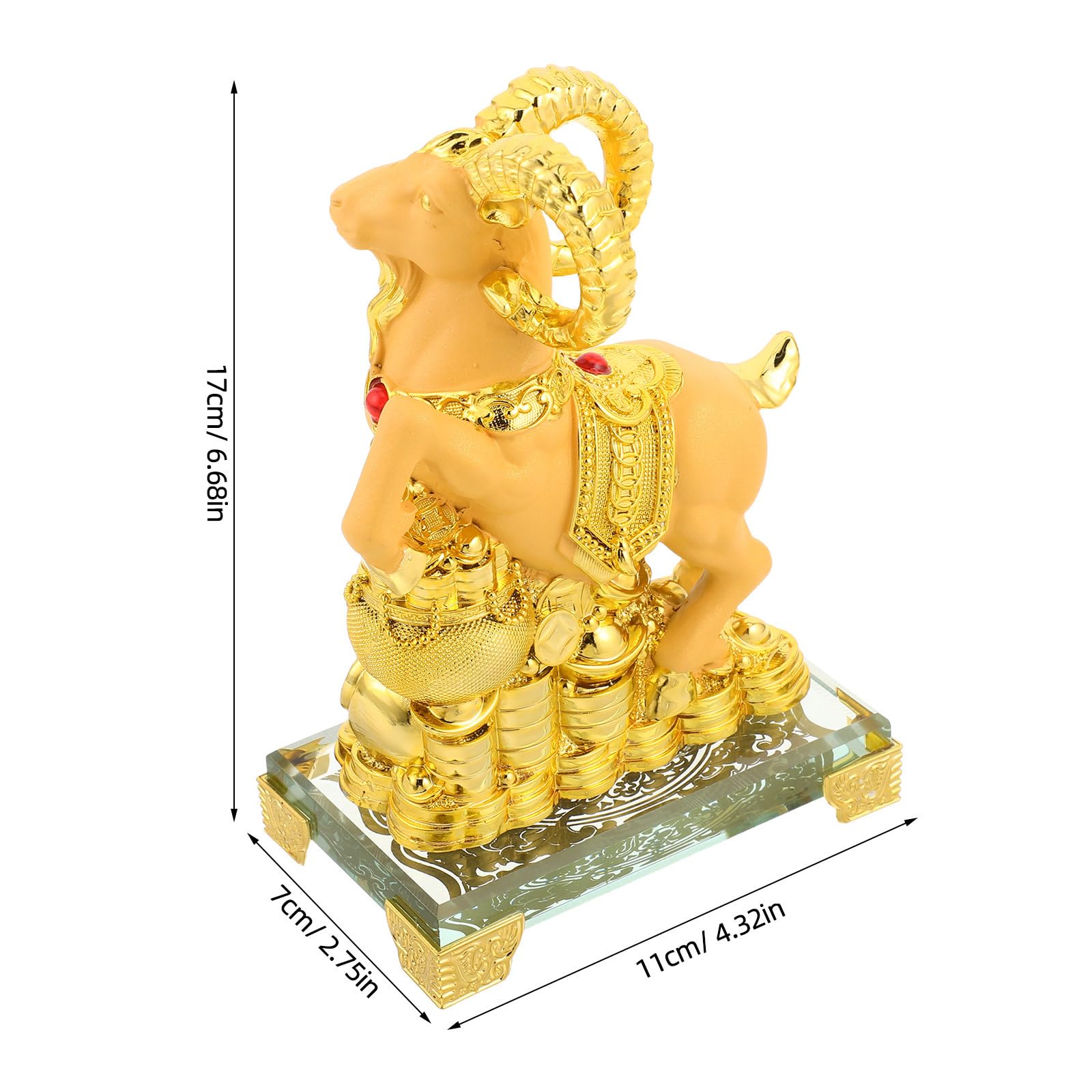 Garneck Escultura de Cabra Zodiaco 2027 Dorada de Resina para Escritorio
