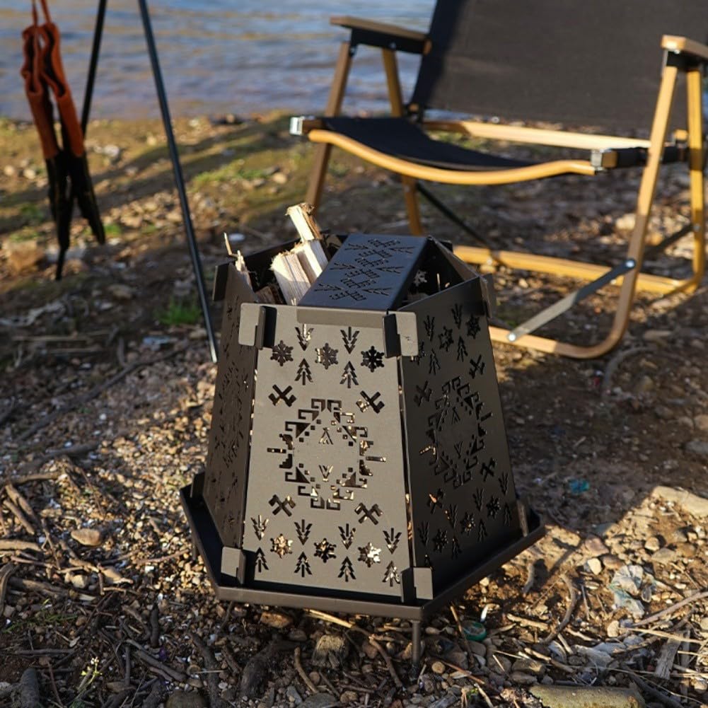 Poêle à pour bois Pliant Acier 20x30cm pour Camping Poêle à pour