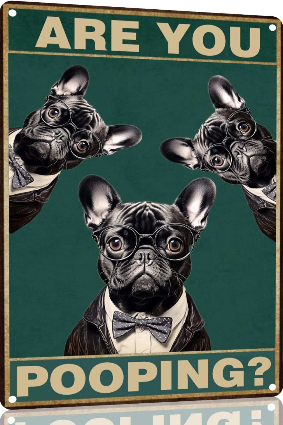 French Bulldog Are You Pooping Sign Bathroom Decor- Dog Metal Poster Dog Lover Gift Art Funny Dogs Wall Art Decoration Retro Metal Tin Sign 8x12 Inch