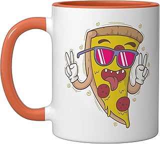 Cool Pizza Slice Italian Ceramic Mug, Orange/White