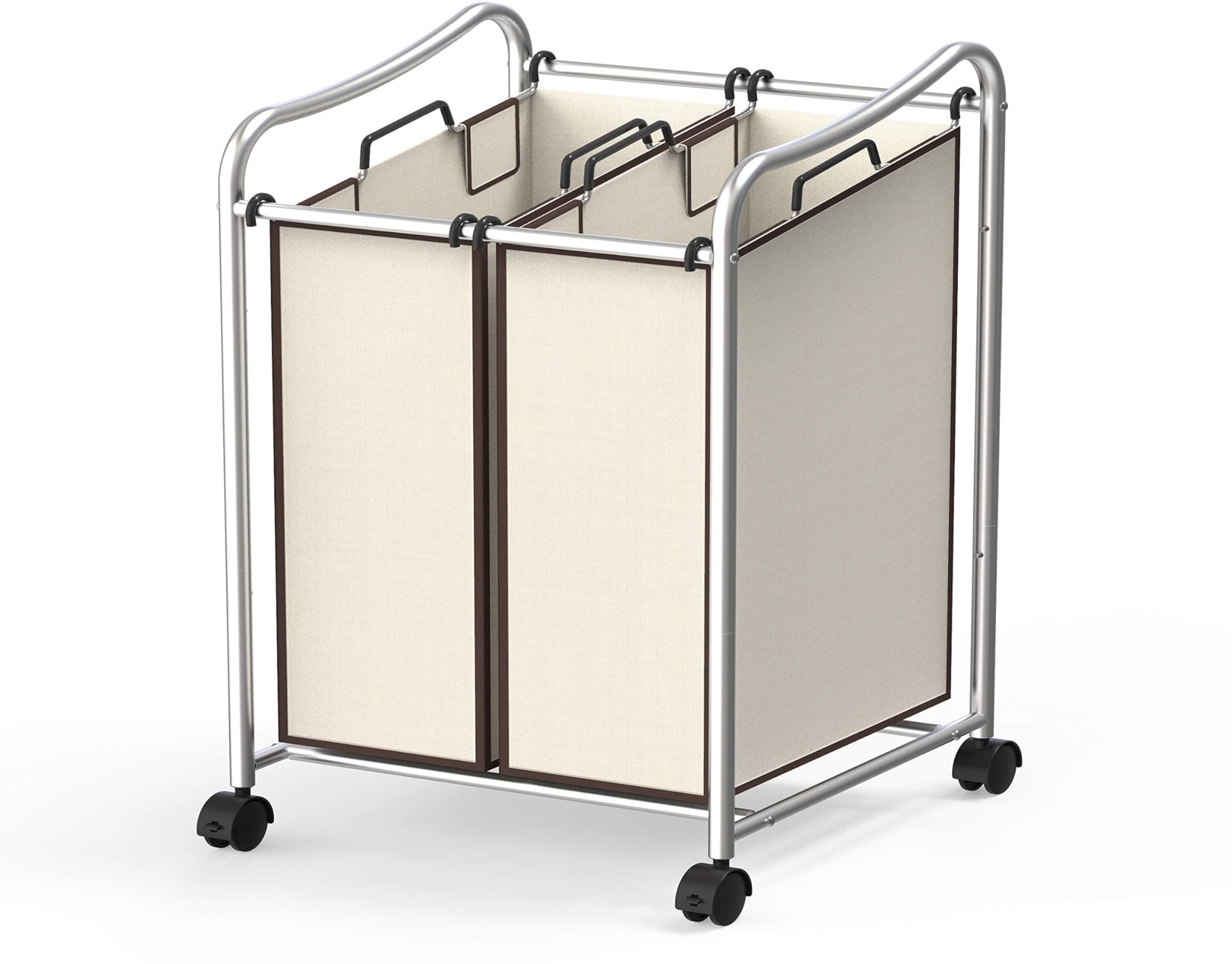 Simple Houseware Chrome 2-Bag Heavy Duty Rolling Laundry Sorter Cart,