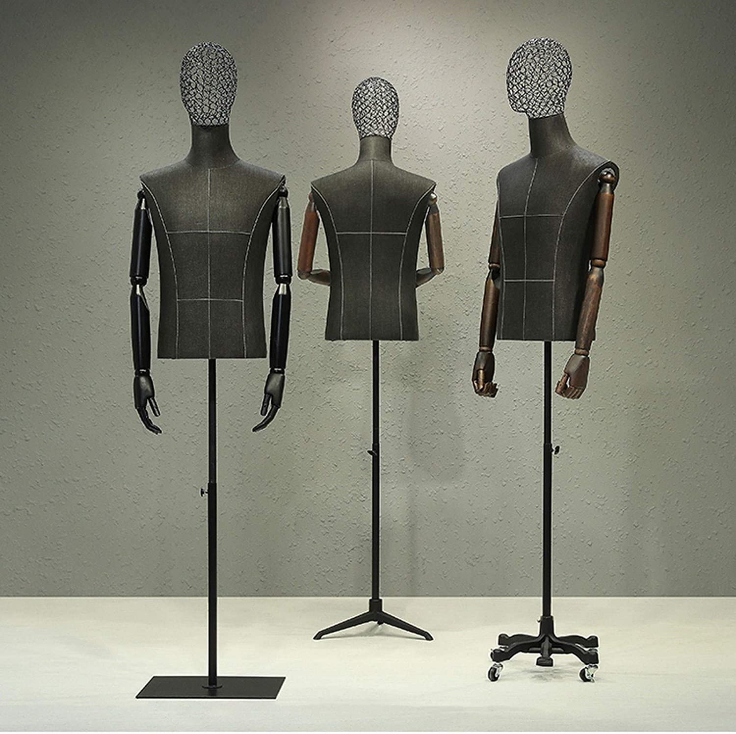 Torso de maniquí Femenino para Vestido, maniquí Masculino, Busto de exhibición para sastres Masculinos, Cabeza de Alambre galvanizado, Brazo de Madera Maciza, aplicable a la exhibi