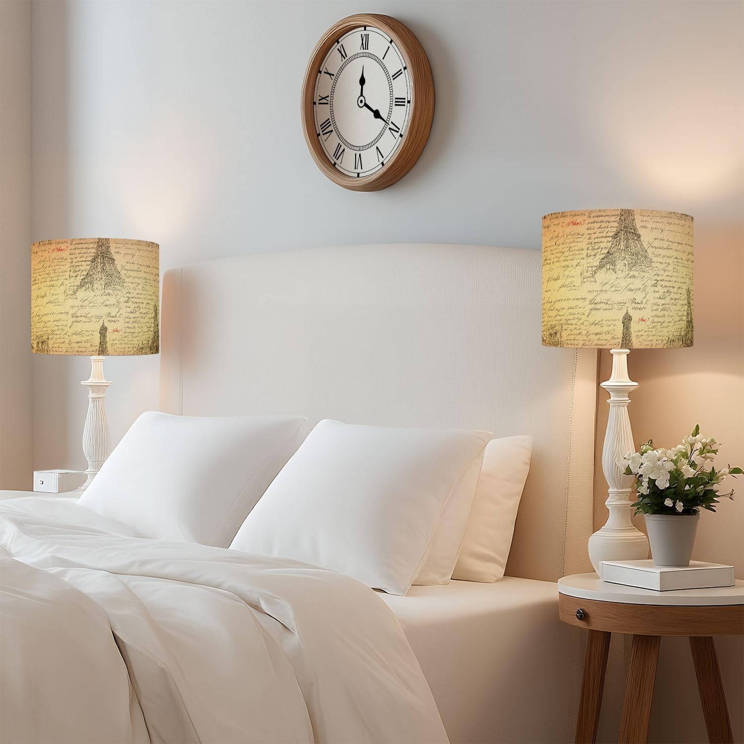 Drum Lamp Shades Seamless sights Paris Tower de Paris Arc de engraved style Lampshade for Floor Lamps Table Lamp Pendant Light Linen 11"x11"x9" Replacement Large Lampshades