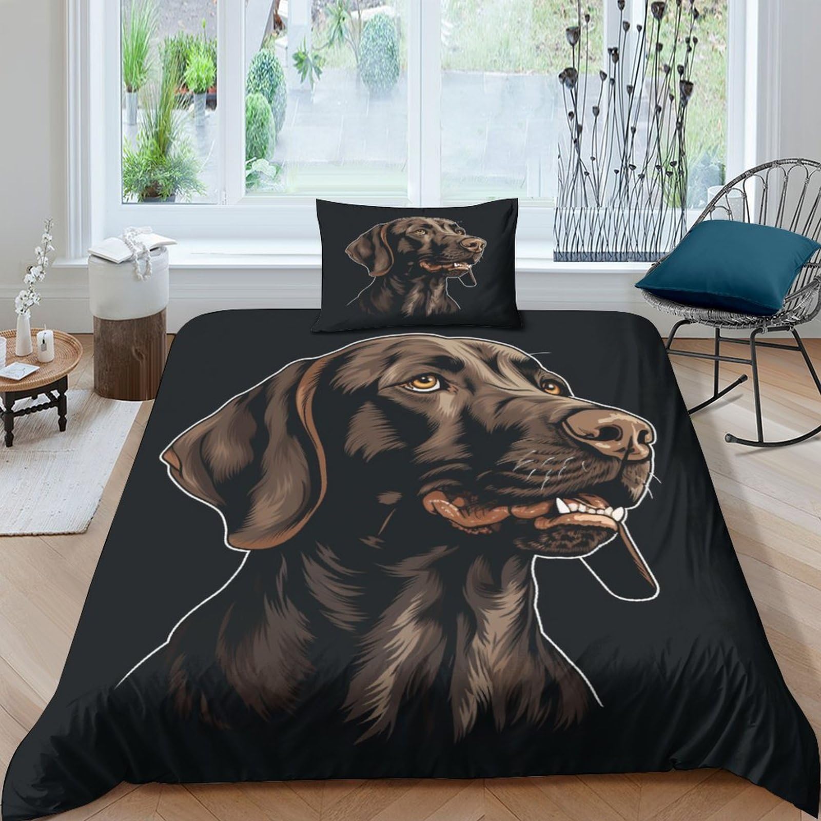 Parure de lit chien Pointeur Allemand pour une chambre de passionné de chasse