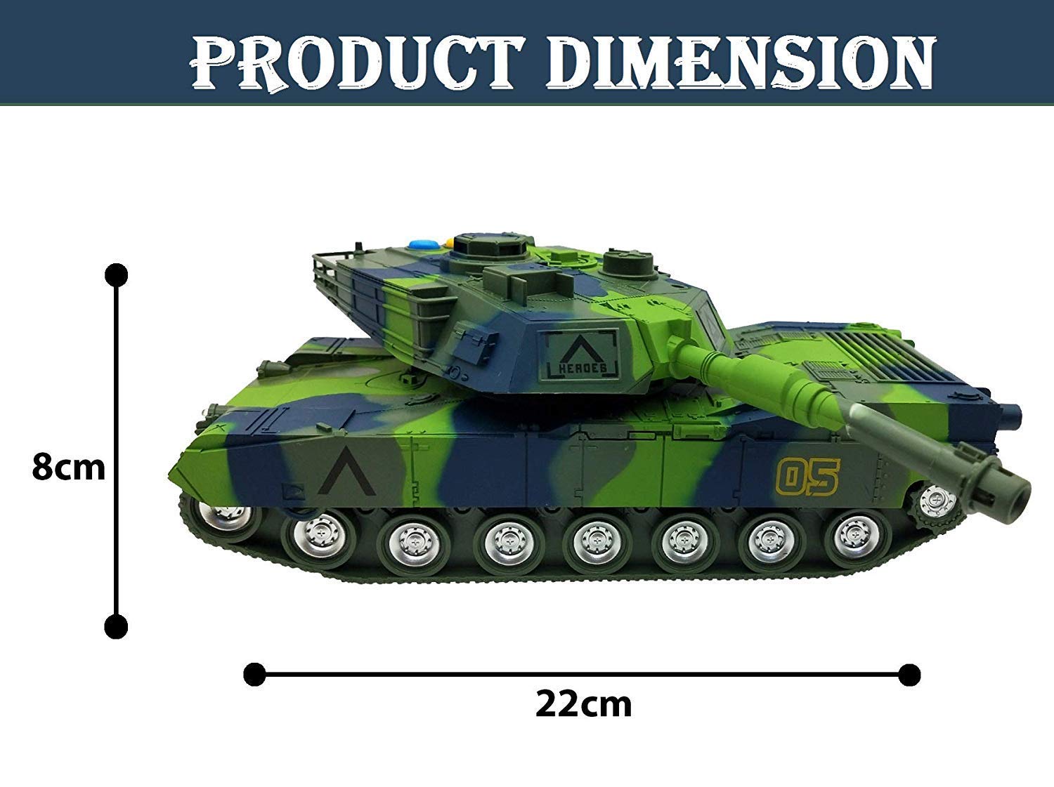 KRIREEN Friction Powered Indian Assault Army Battle Tank Toy with Light, Music and Sound Effects for Kids Above 3+ Years Old Boys and Girls, Best Gift for Kids & Children (Multicolor), (Pack of 1) 4
