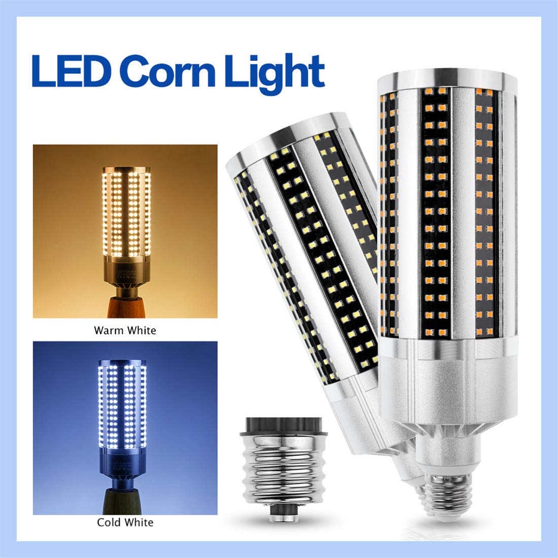 Lampadina LED di Mais Lampadina A Lume di Candela E27 Piccola Lampadina A Vite Edison Non Sfarfallio 220V Smart IC Ampoule LED E39 Lampadina A Mais Lampadario Arena per Plafoniere,Bianca,60W