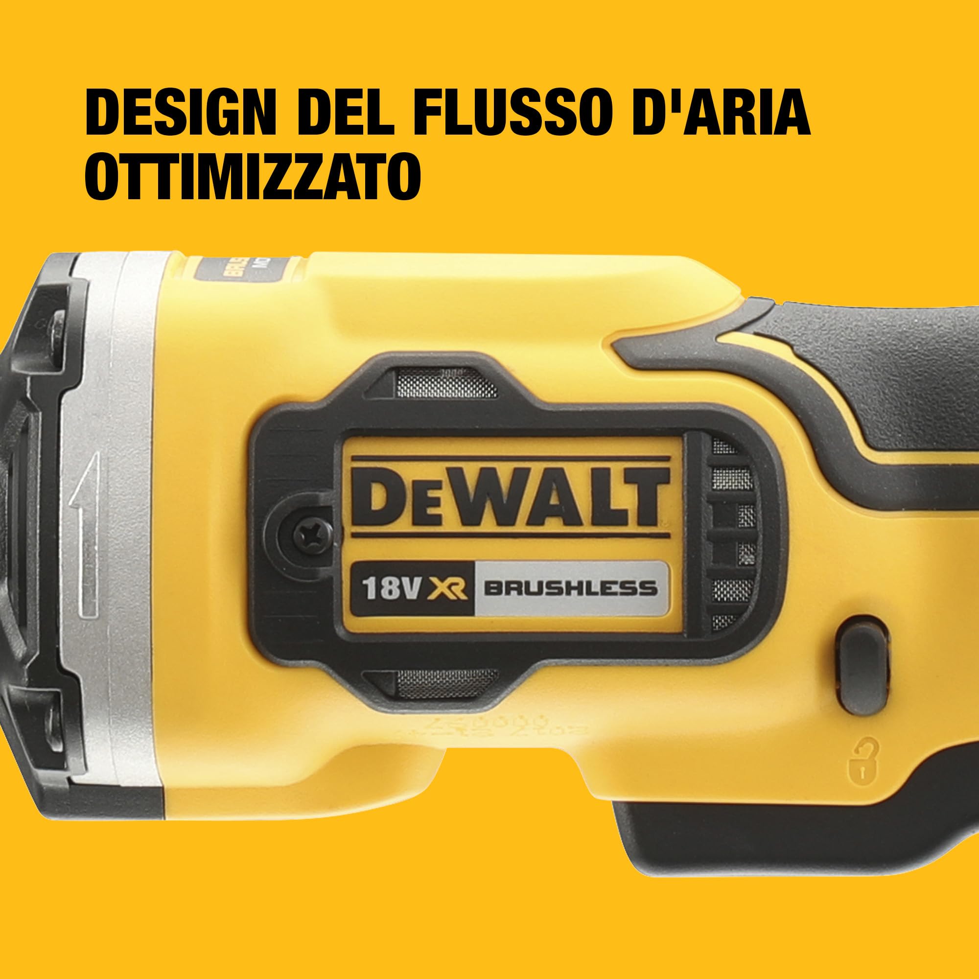 DEWALT Smerigliatrice diritta Brushless 18V, solo corpo, DCG426N-XJ | Smerigliatrice diritta 18V brushless con velocità variabile, ghiera LED e versione solo corpo macchina per uso preciso.