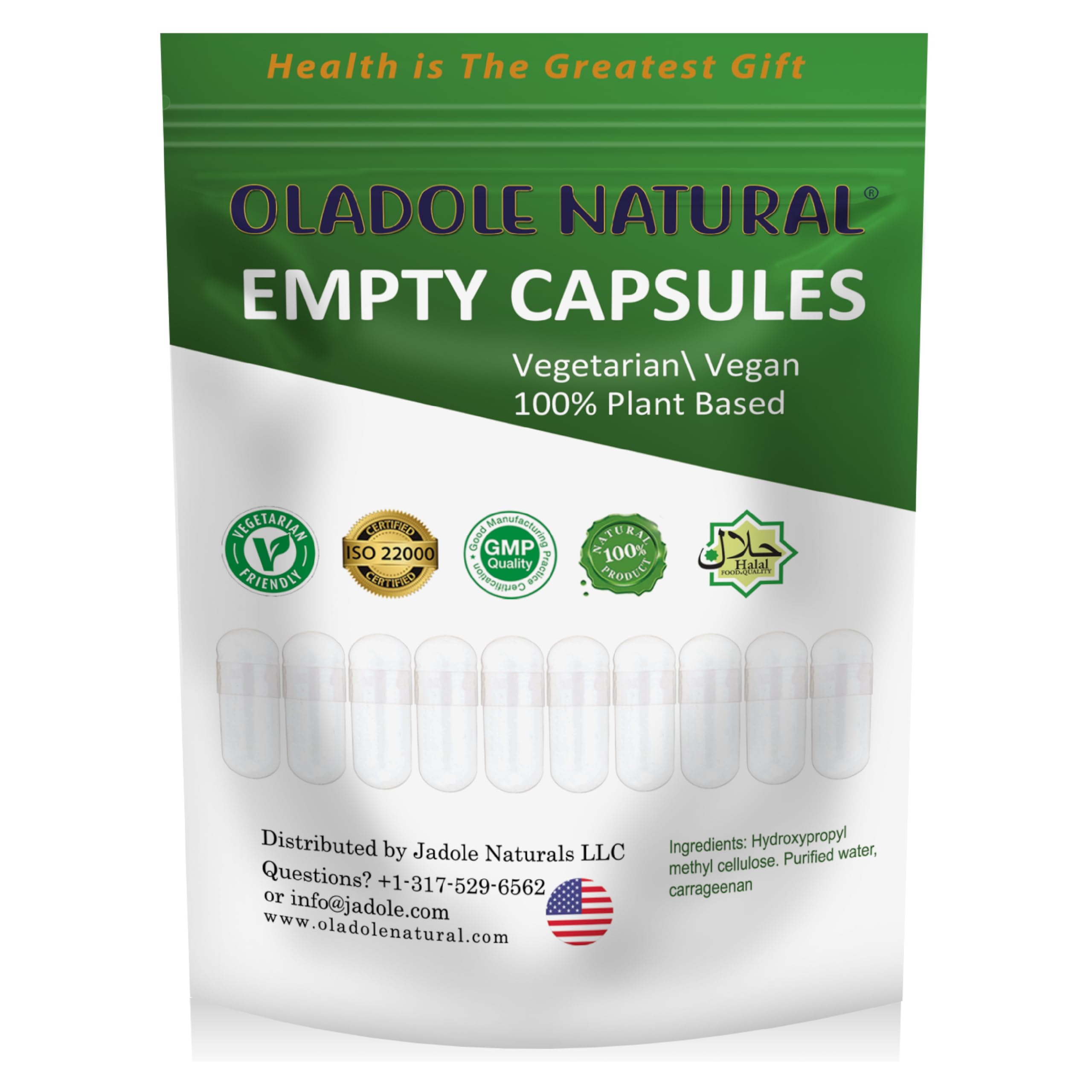 Oladole NaturalEmpty Capsules- Size 00 (250 Count) | Vegan/Vegetarian Caps | 100% Plant Based, Dissolves Quickly, Easy to Fill | Halal, Non-GMO, Gluten-Free | DIY Supplement Powder Filling