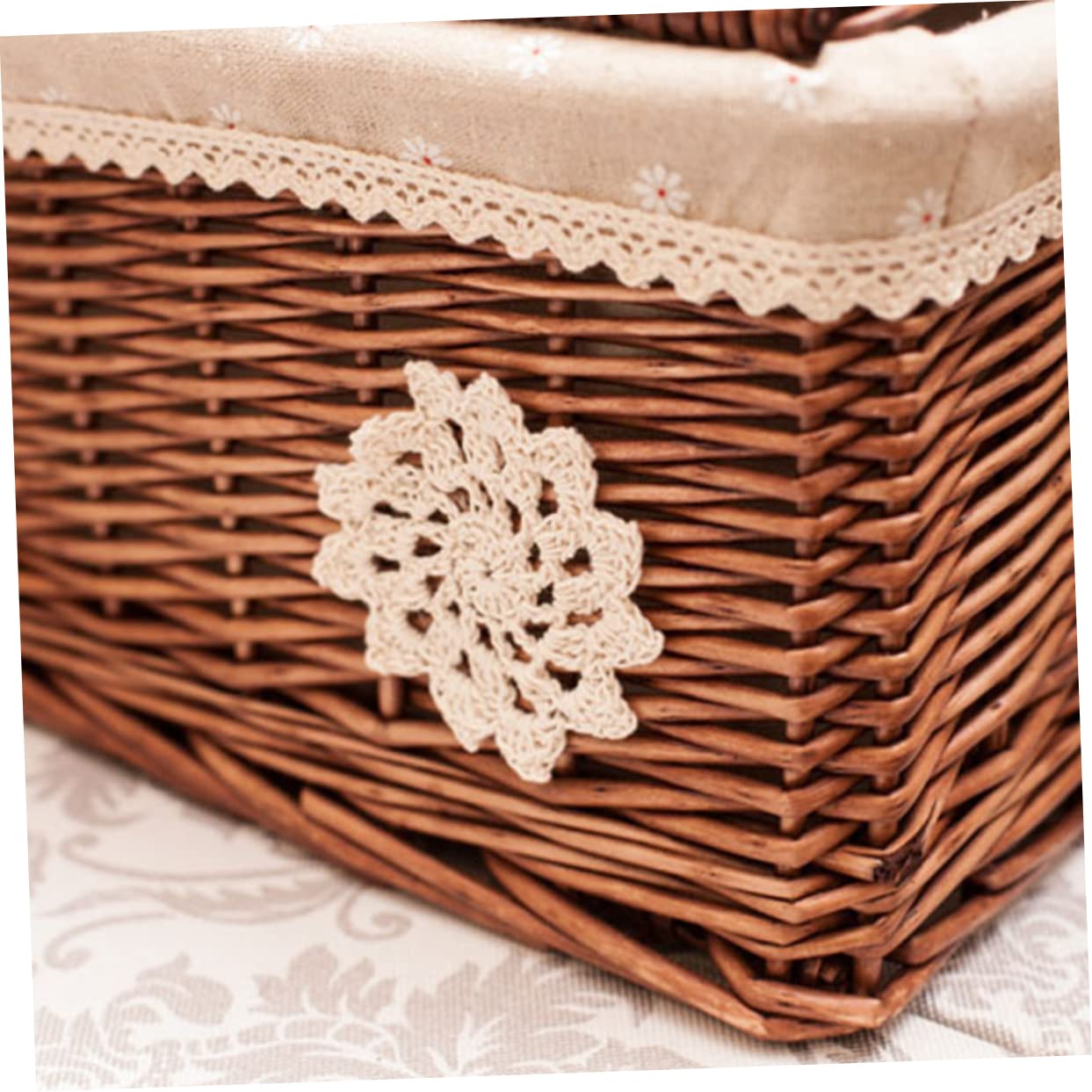 Scatola Portaoggetti in Vimini con Coperchio, Cestino Intrecciato | Cestino in Rattan con Coperchio, Soluzione Multiuso per Riordino, per Camera da Letto e Scrivania